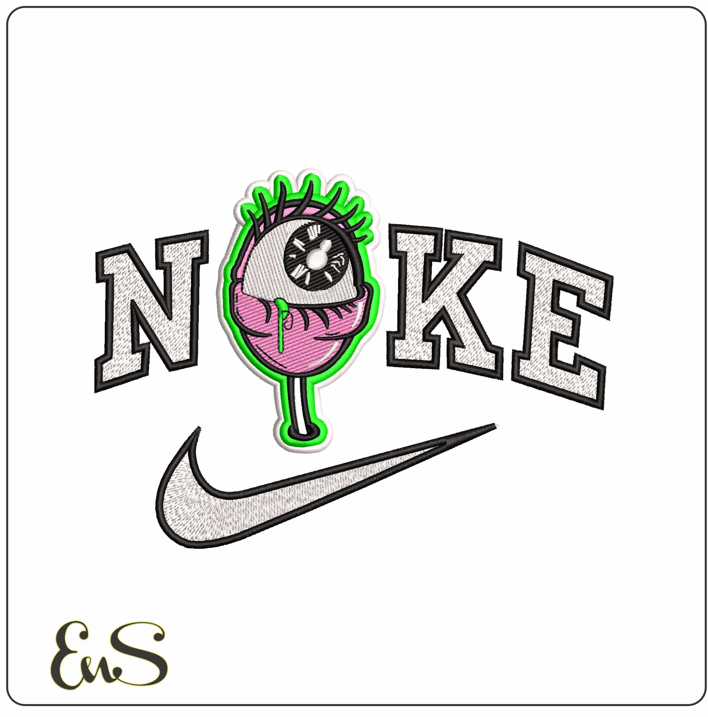 Nike Monster Eye on a Stalk   - Elegant embroidery design file-instant download