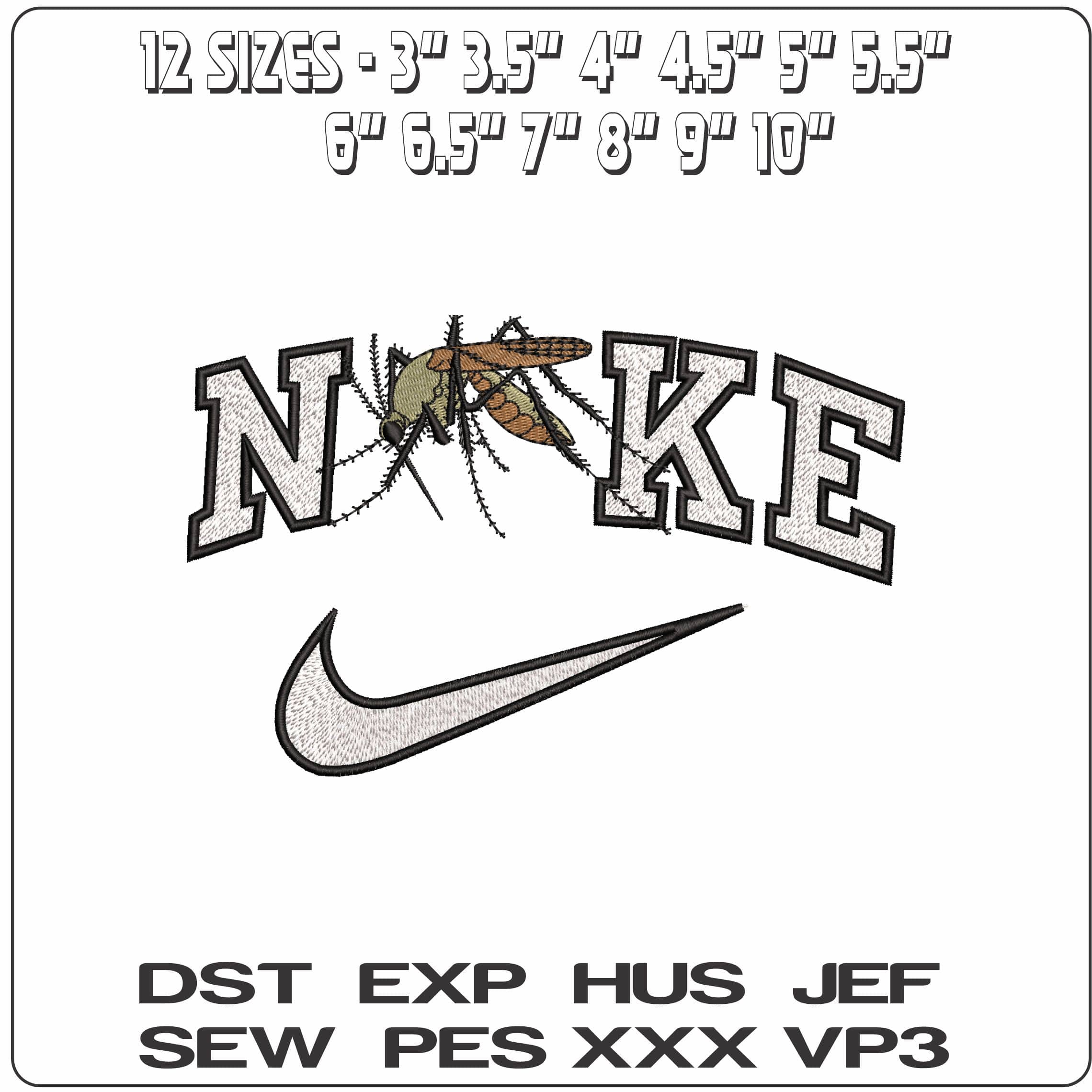 Nike Mosquito Insect   - Elegant embroidery design file-instant download — view 2