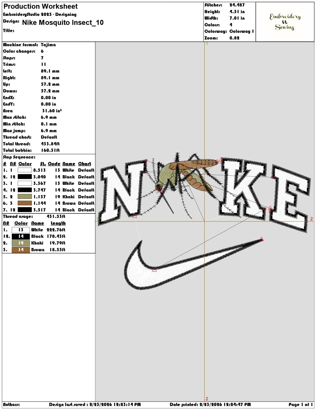 Nike Mosquito Insect   - Elegant embroidery design file-instant download — view 3