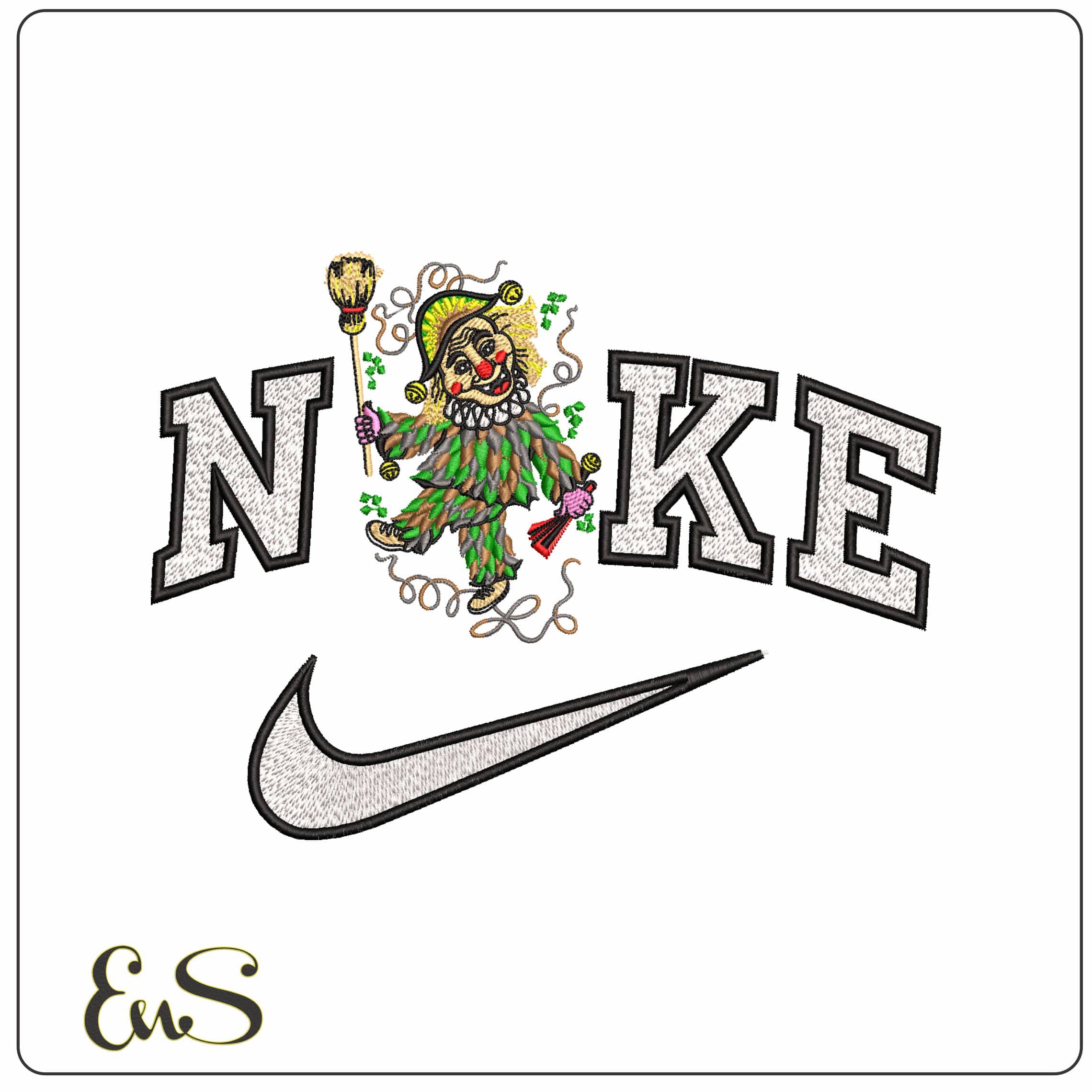 Nike Mr Punch with Broom   - Elegant embroidery design file-instant download