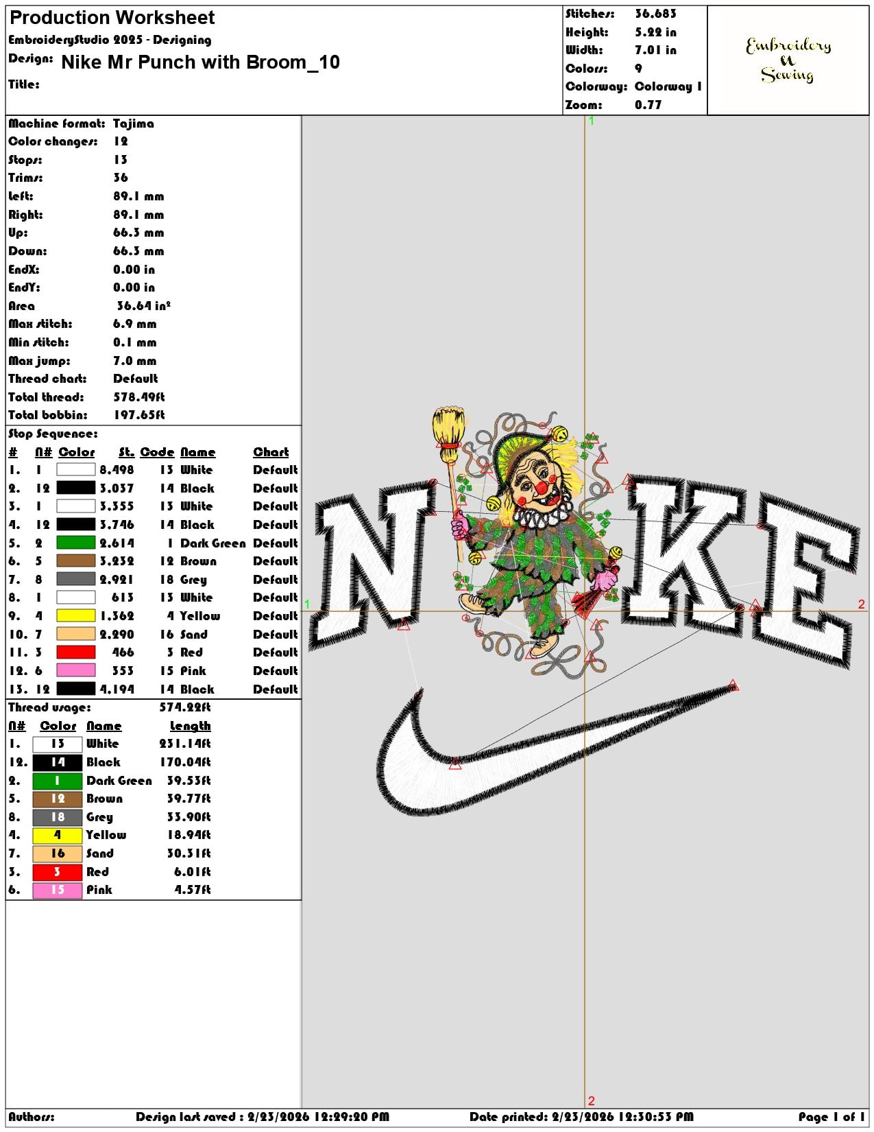 Nike Mr Punch with Broom   - Elegant embroidery design file-instant download — view 3