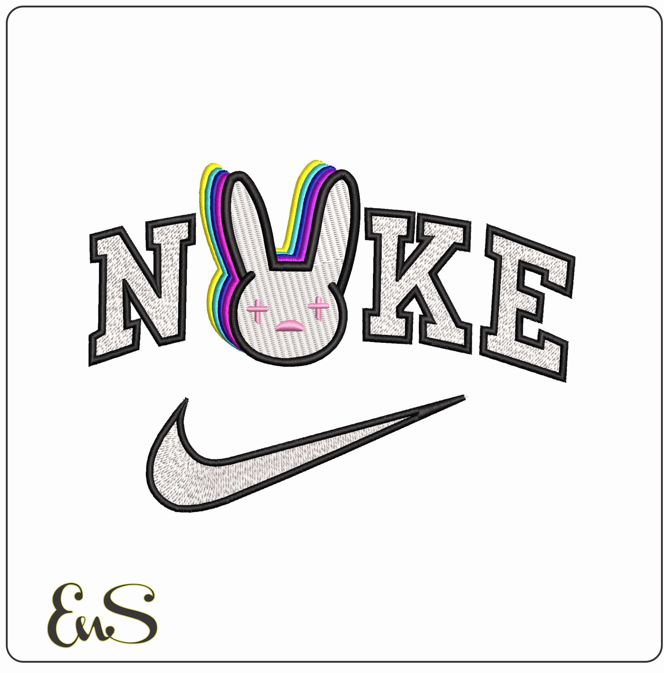 Nike Multicolored Bad Bunny   - Elegant embroidery design file-instant download