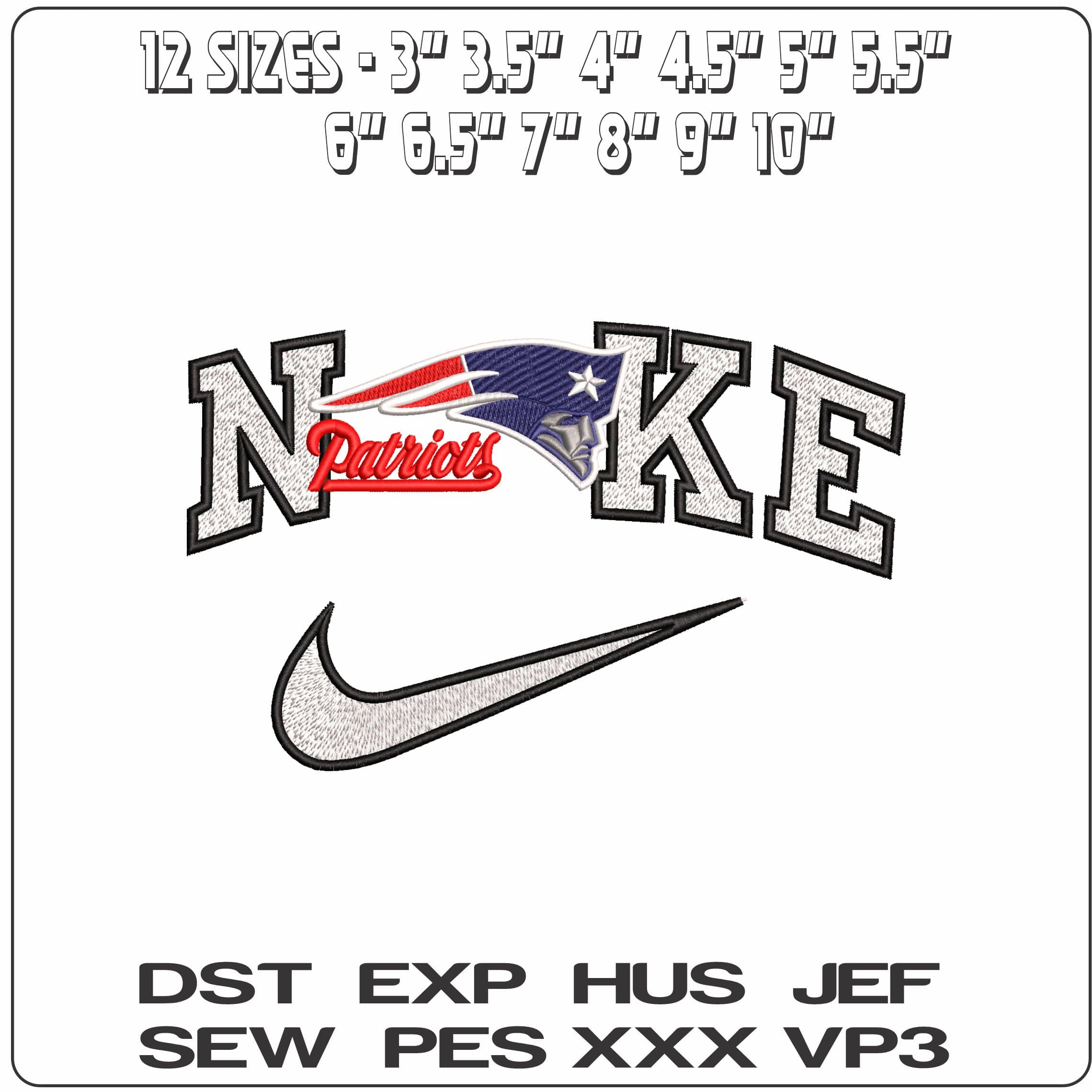 Nike New England Patriots with Name NFL   - Elegant embroidery design file-instant download — view 2