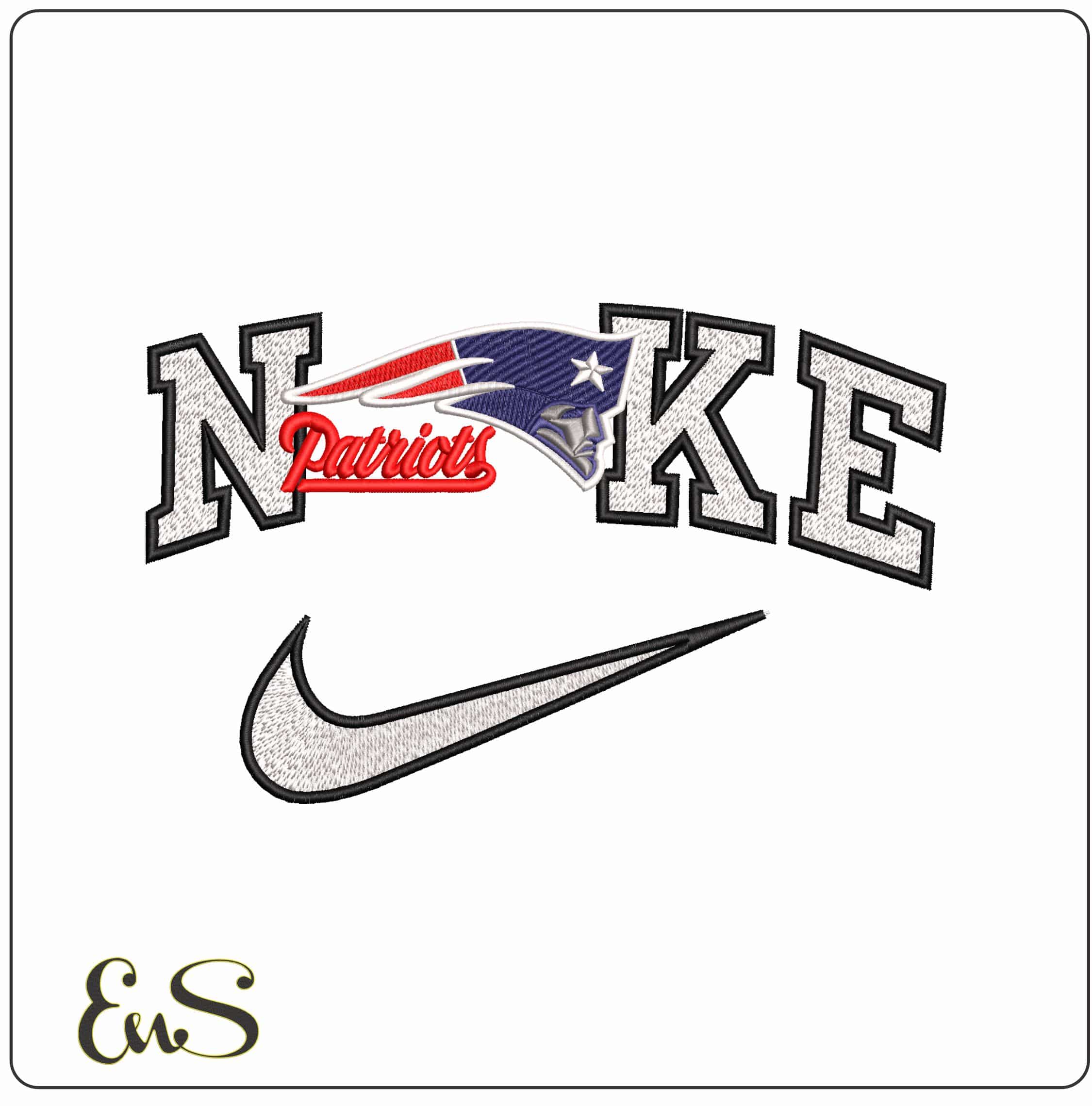 Nike New England Patriots with Name NFL   - Elegant embroidery design file-instant download