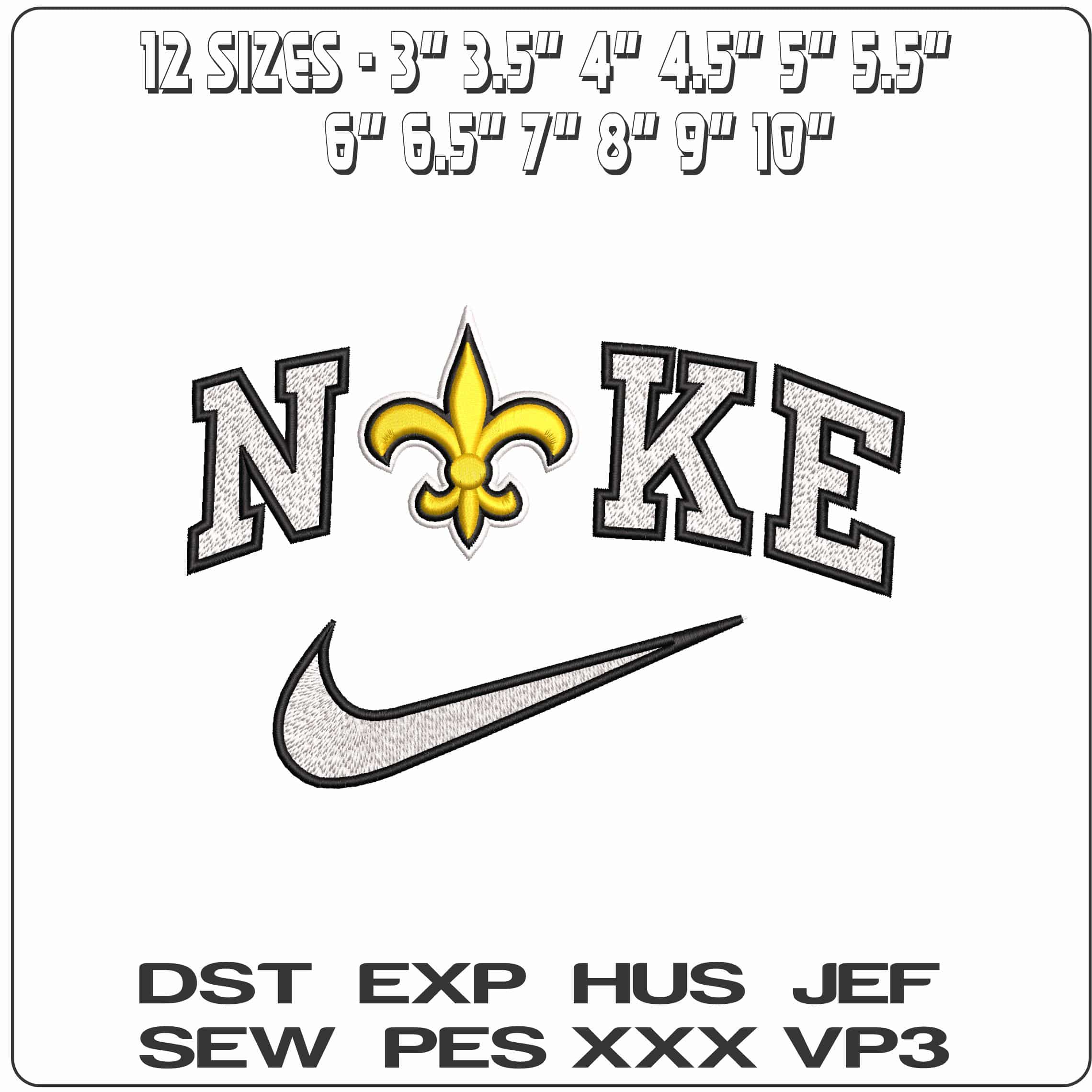Nike New Orlean Saints NFL   - Elegant embroidery design file-instant download — view 2