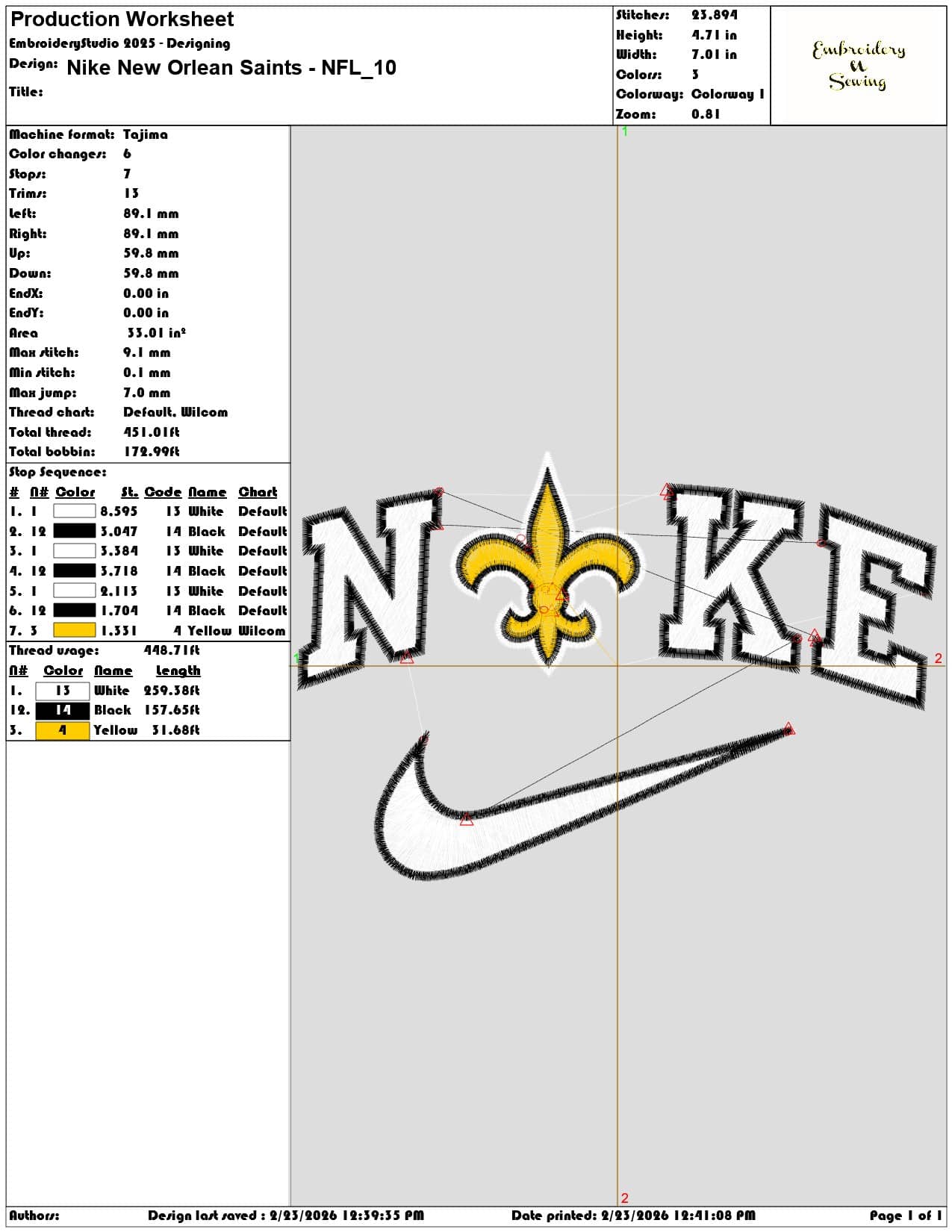 Nike New Orlean Saints NFL   - Elegant embroidery design file-instant download — view 3