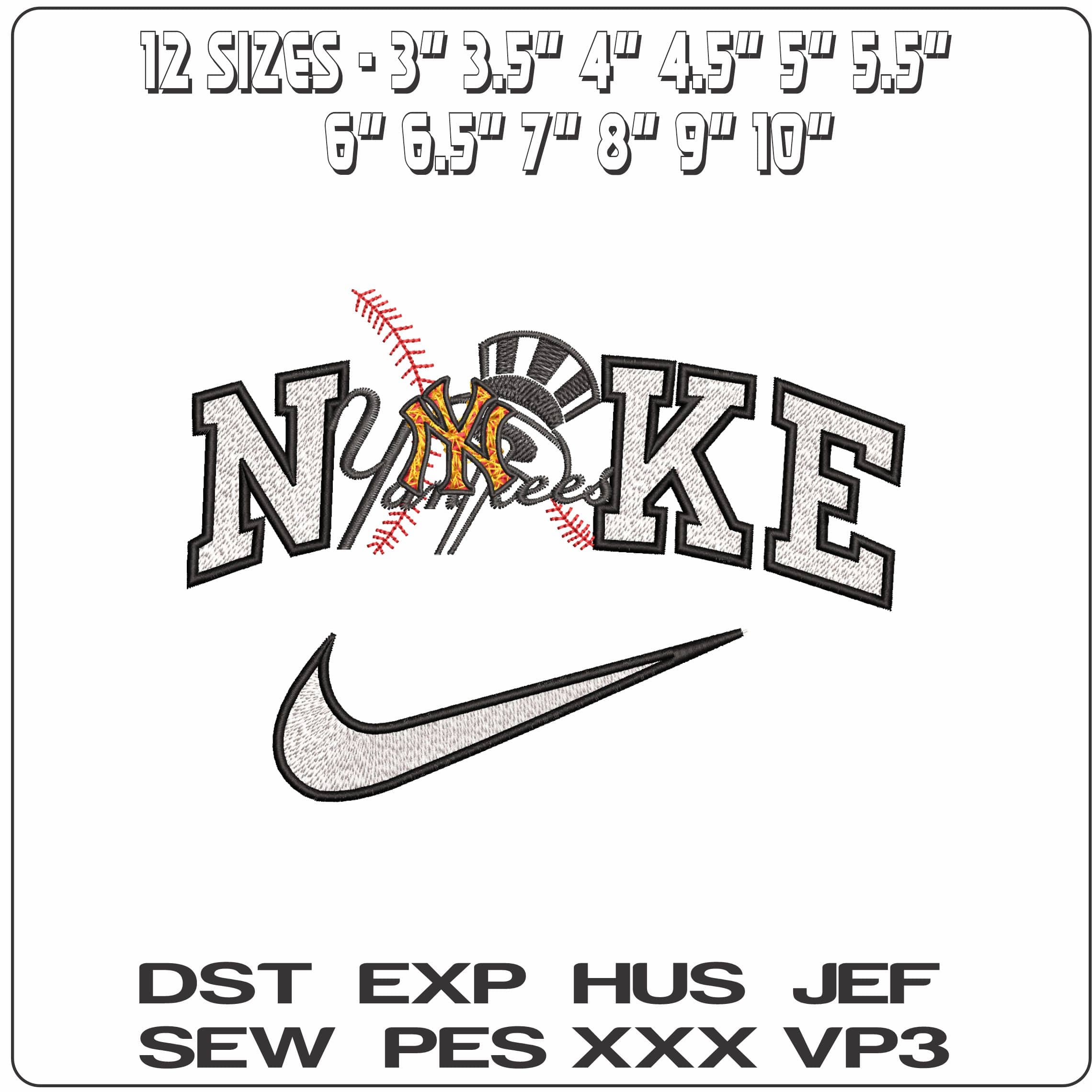 Nike New York NY Yankees on Fire   - Elegant embroidery design file-instant download — view 2