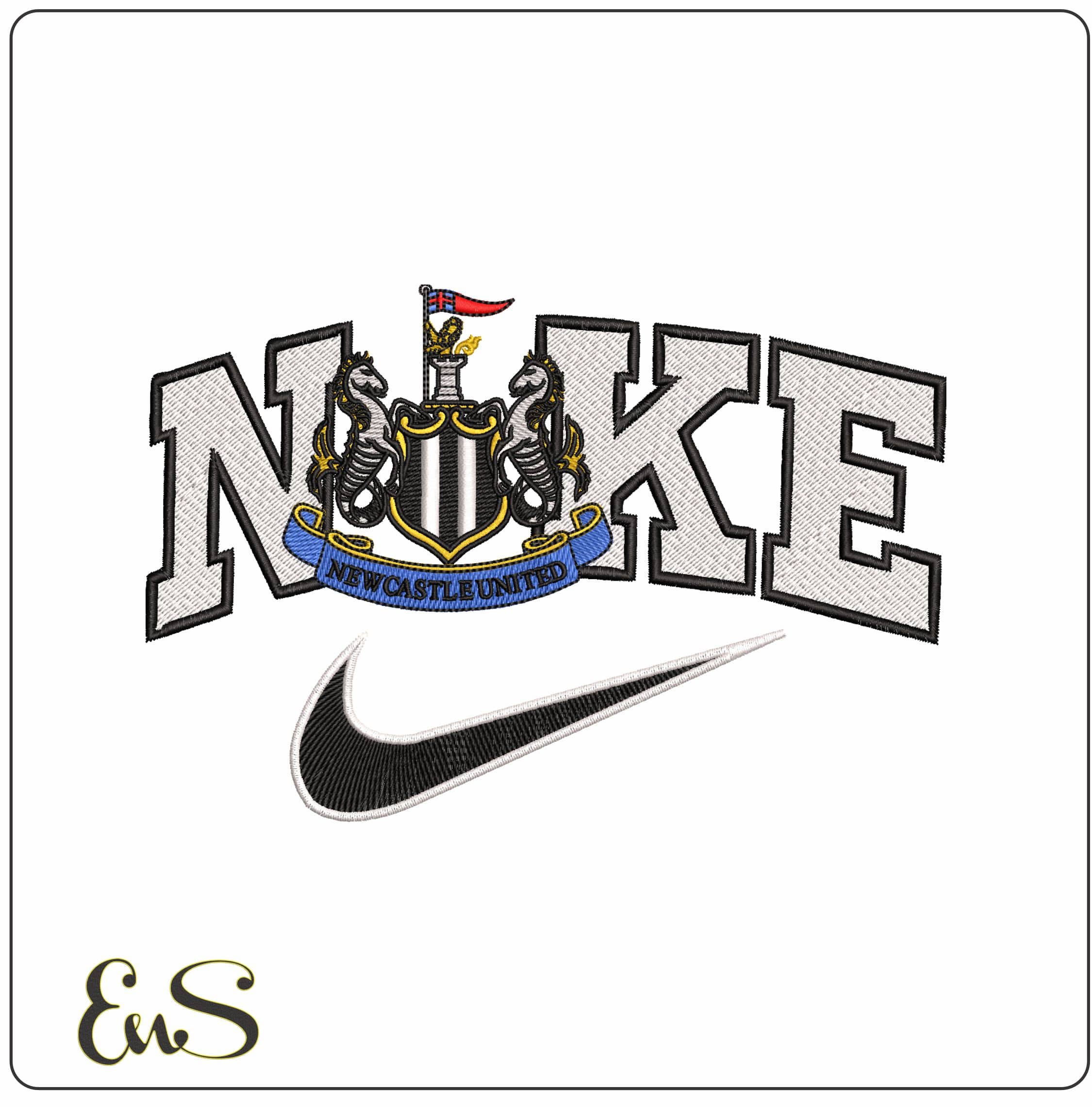 Nike Newcastle   - Elegant embroidery design file-instant download