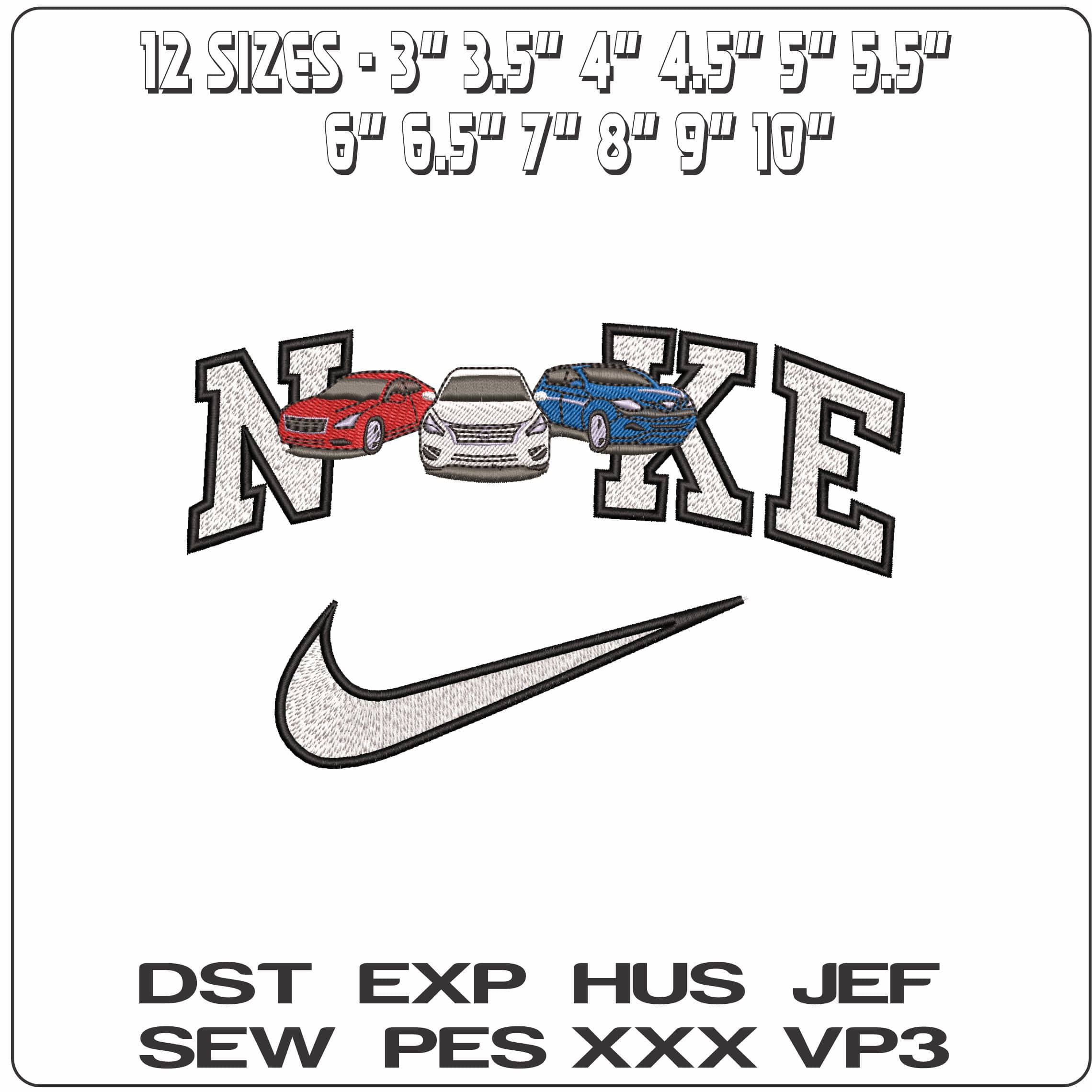 Nike Nissan Car Assembly   - Elegant embroidery design file-instant download — view 2
