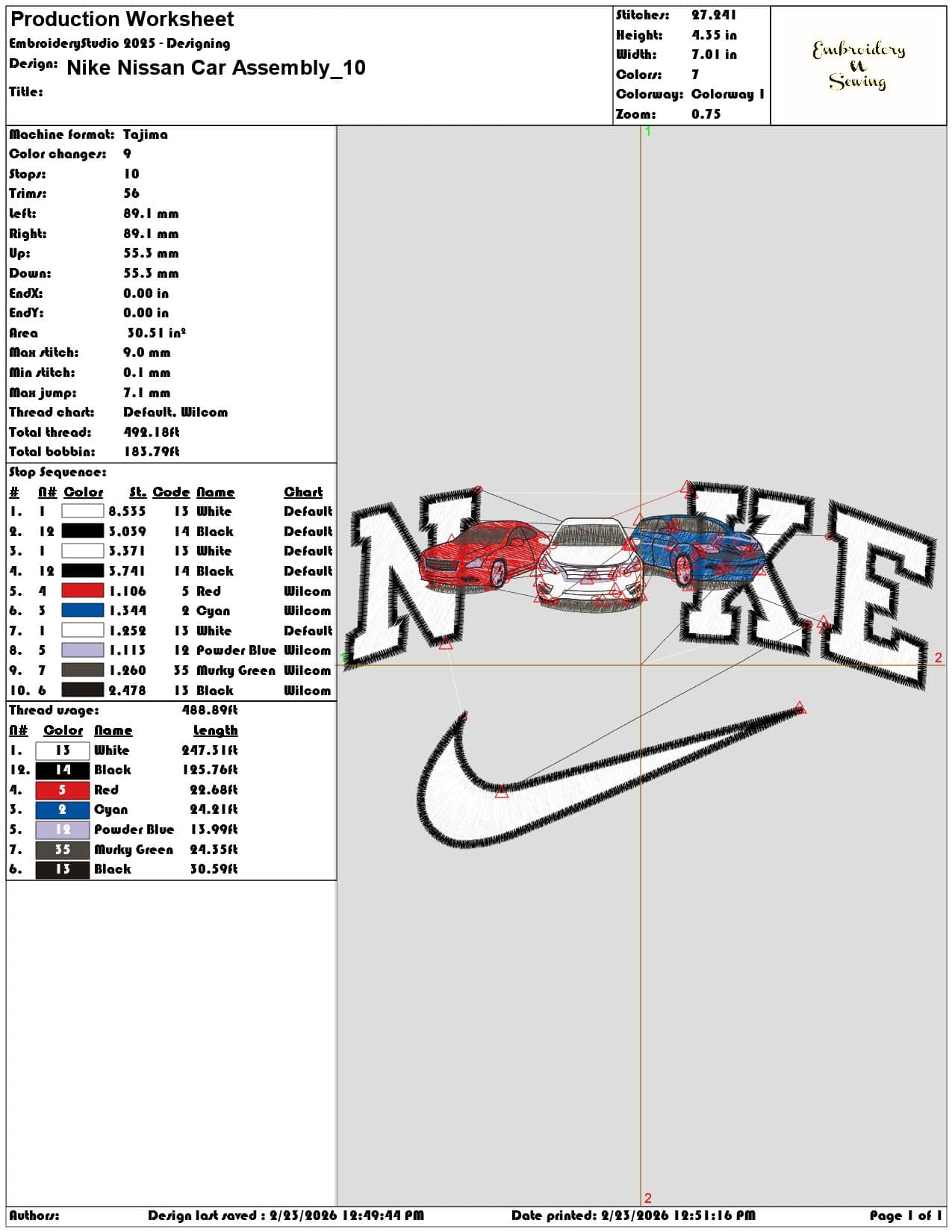 Nike Nissan Car Assembly   - Elegant embroidery design file-instant download — view 3