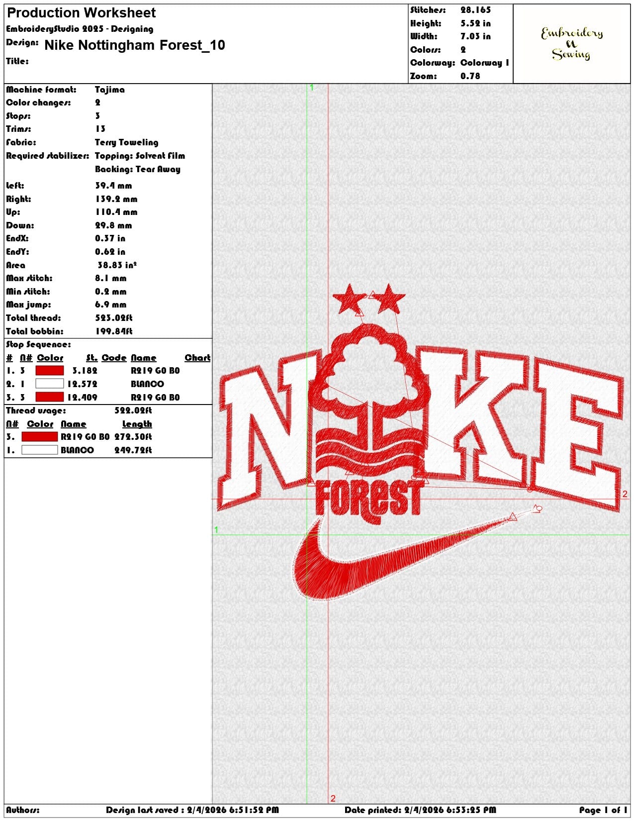 Nike Nottingham Forest   - Elegant embroidery design file-instant download — view 3