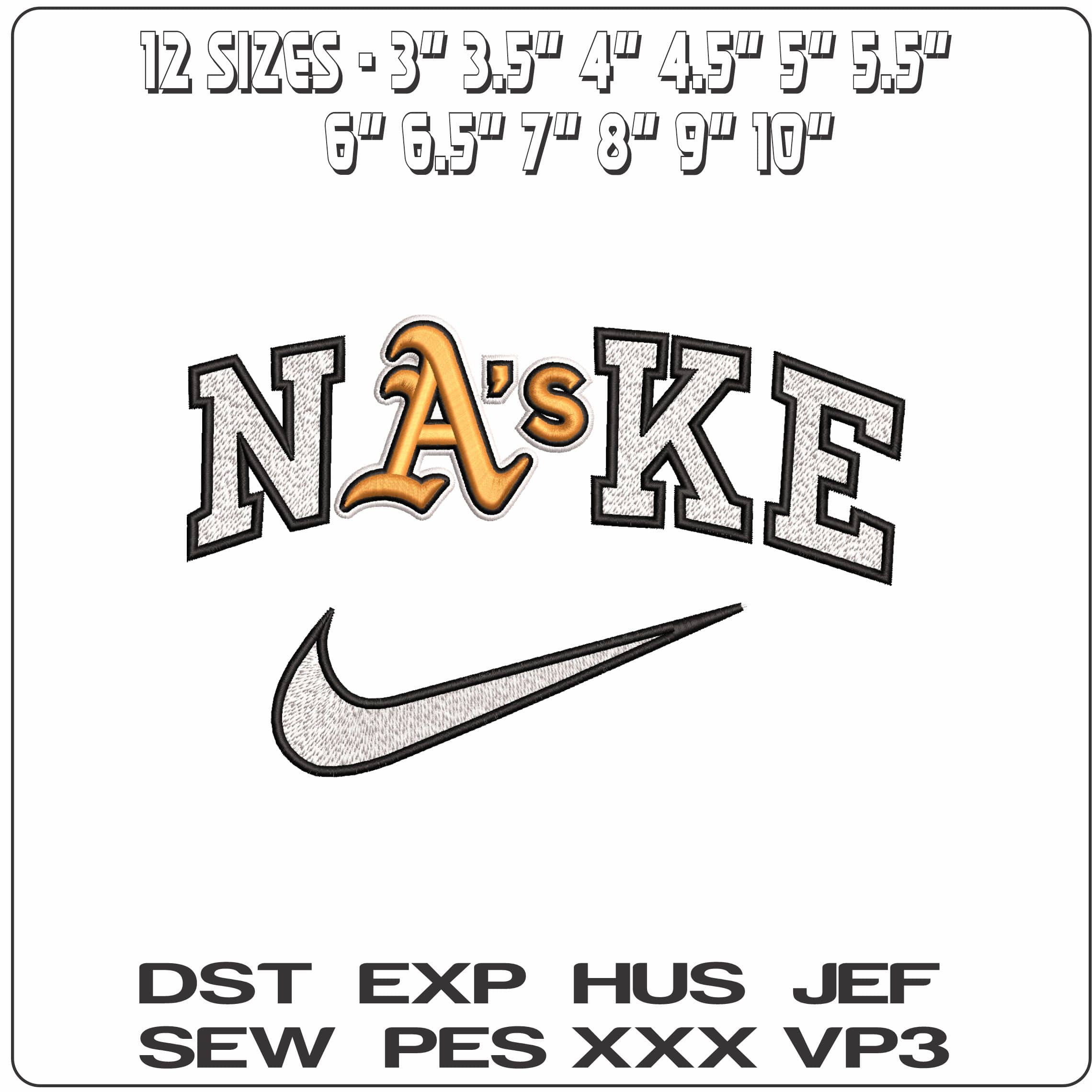 Nike Oakland Athletics As MLB   - Elegant embroidery design file-instant download — view 2