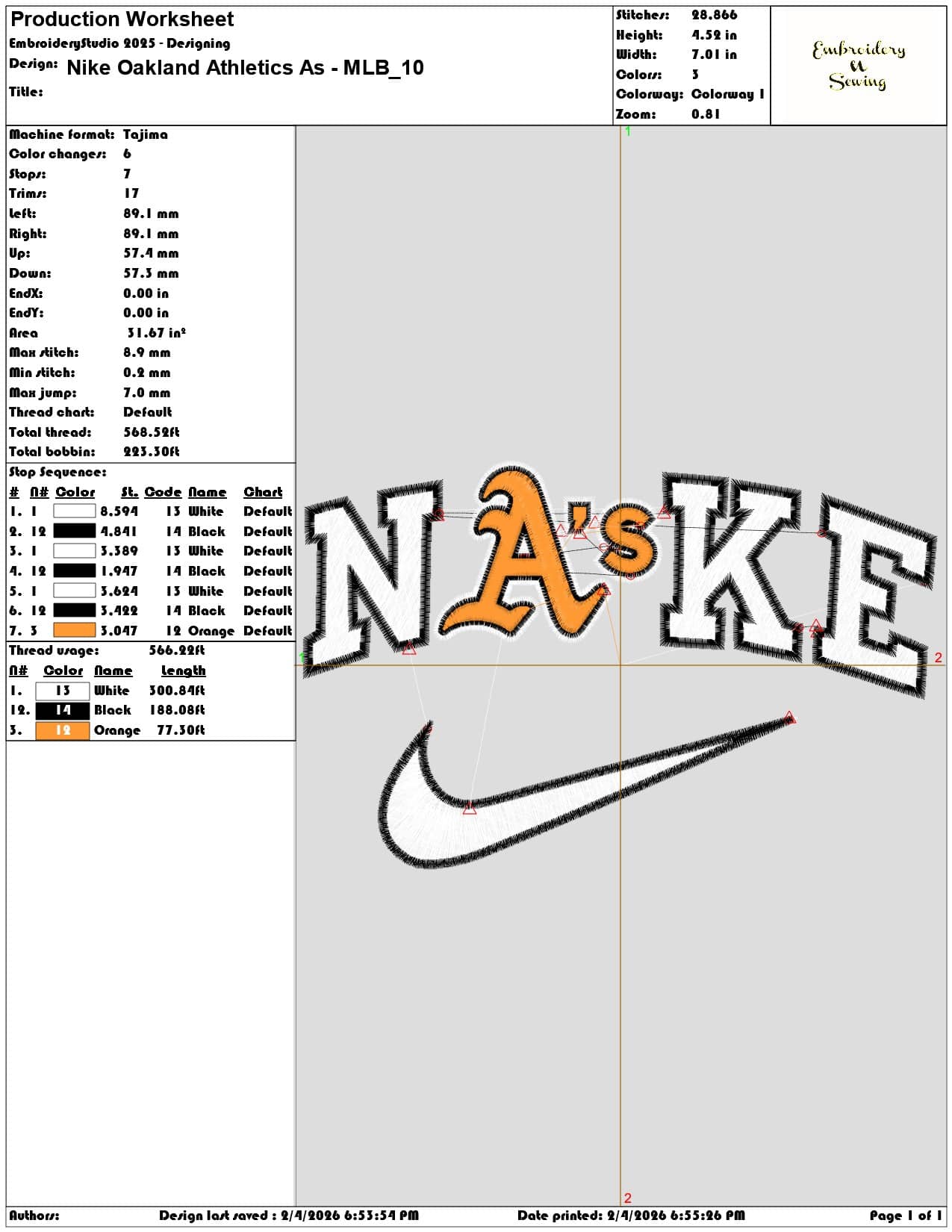 Nike Oakland Athletics As MLB   - Elegant embroidery design file-instant download — view 3