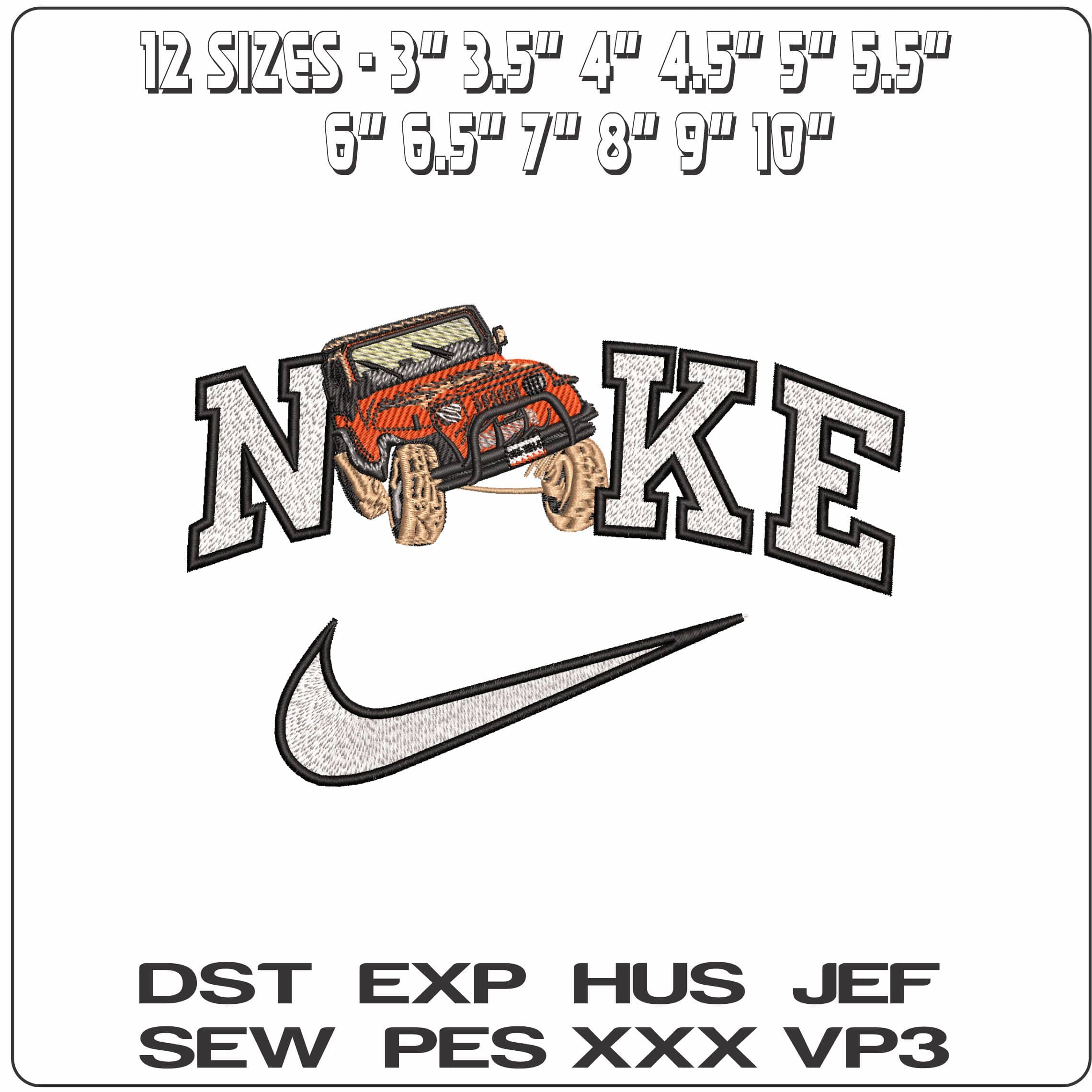 Nike Off Road Jeep Wrangler   - Elegant embroidery design file-instant download — view 2