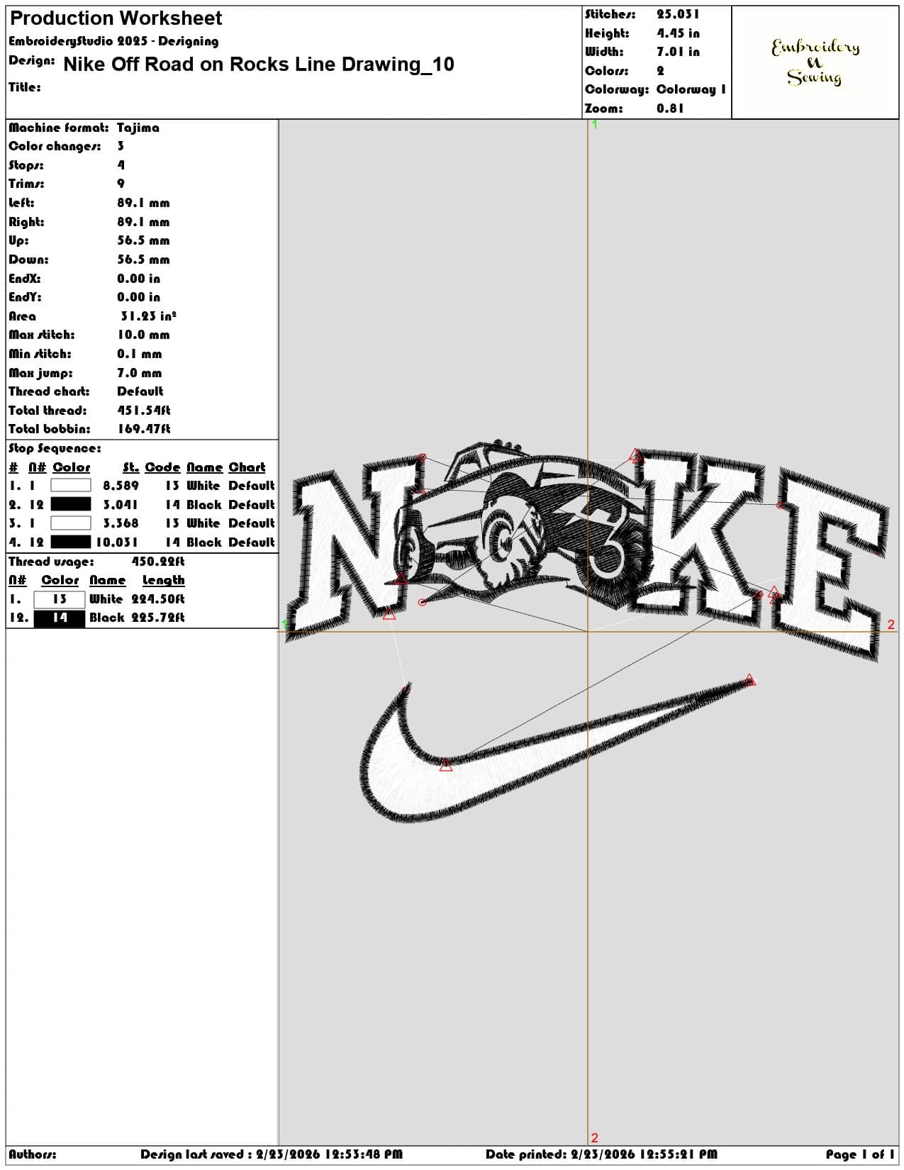Nike Off Road on Rocks Line Drawing   - Elegant embroidery design file-instant download — view 3
