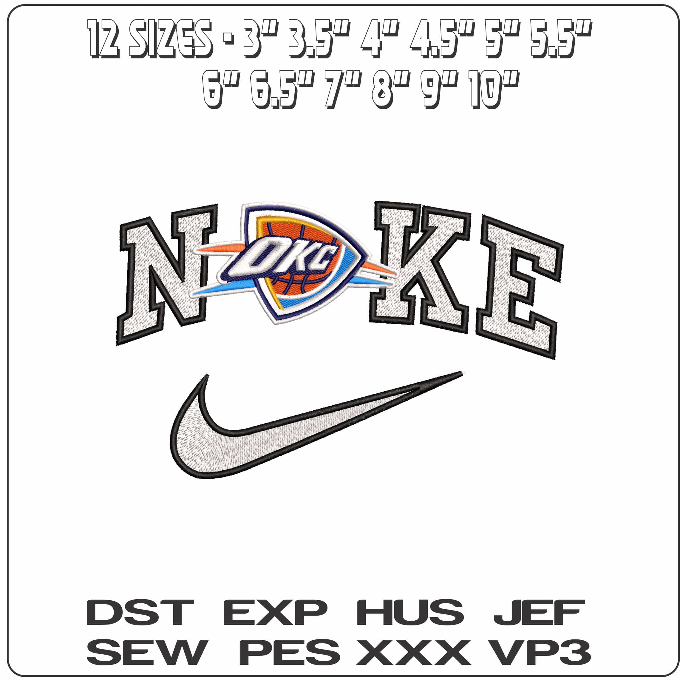 Nike Oklahoma City Thunder Basketball NBA   - Elegant embroidery design file-instant download — view 2
