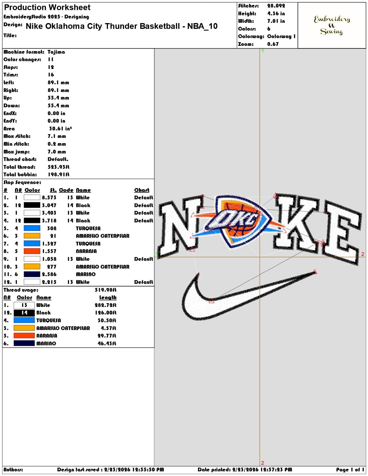 Nike Oklahoma City Thunder Basketball NBA   - Elegant embroidery design file-instant download — view 3