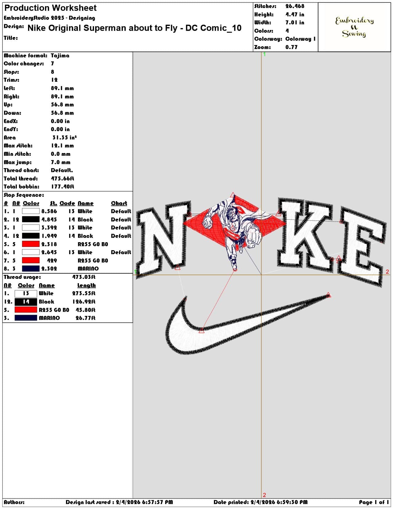 Nike Original Superman about to Fly DC Comic   - Elegant embroidery design file-instant download — view 3