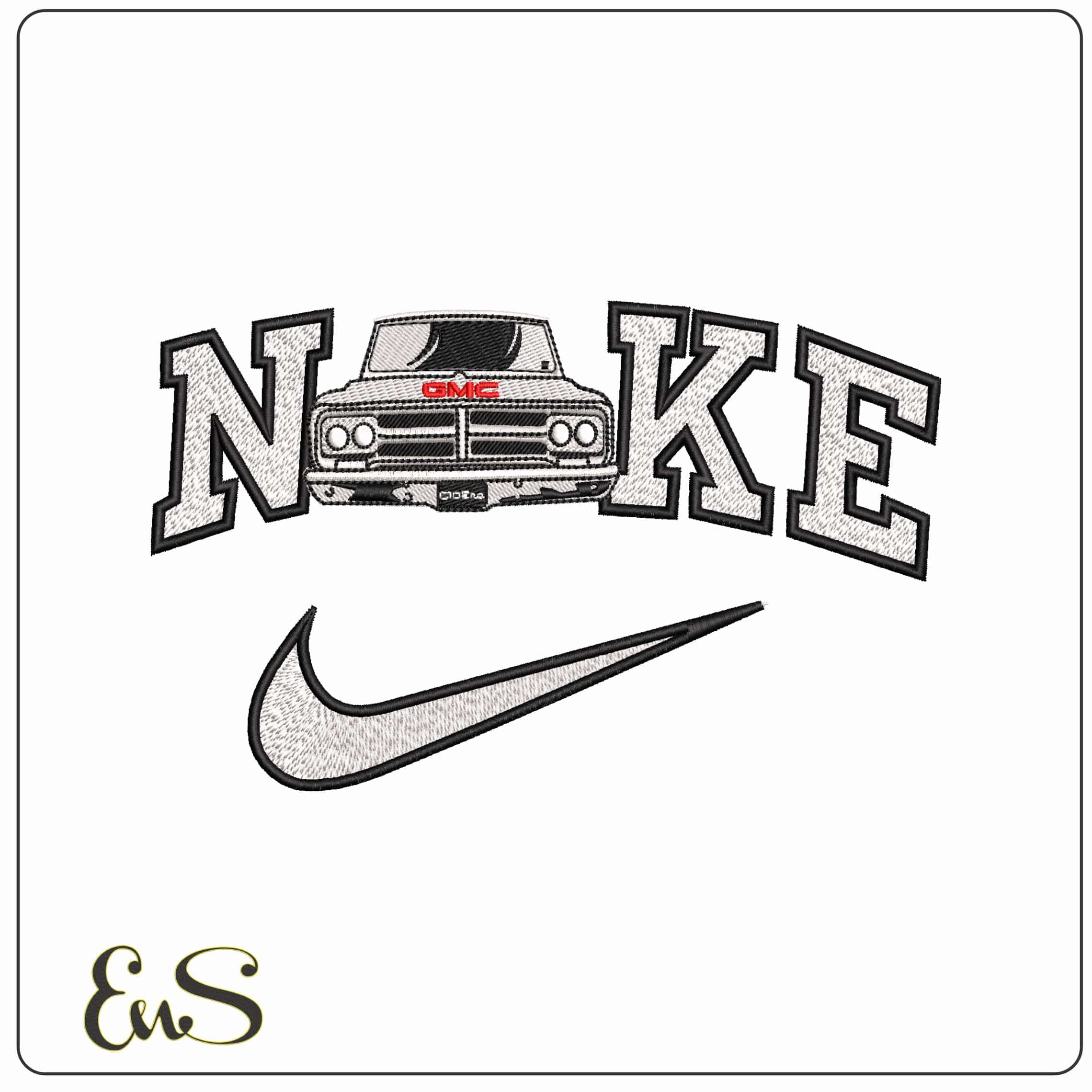 Nike Outline GMC Truck   - Elegant embroidery design file-instant download