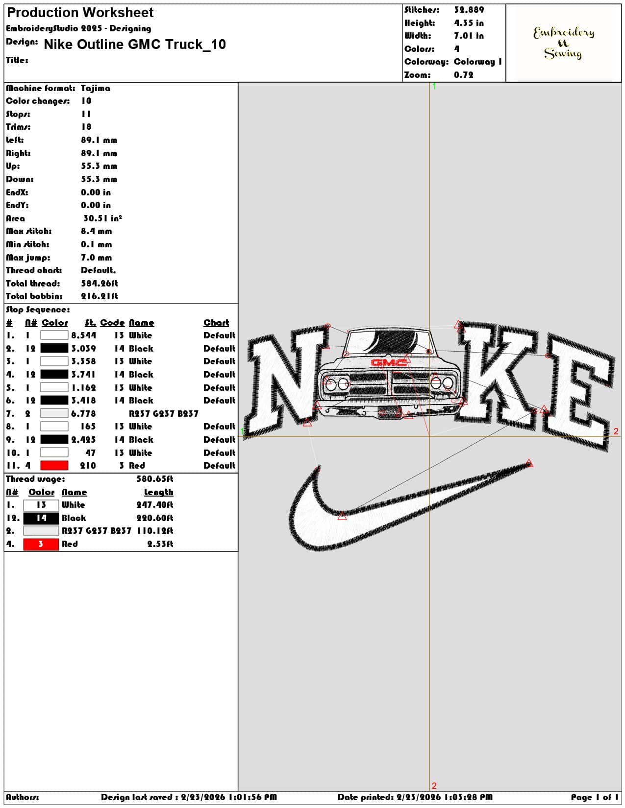 Nike Outline GMC Truck   - Elegant embroidery design file-instant download — view 3