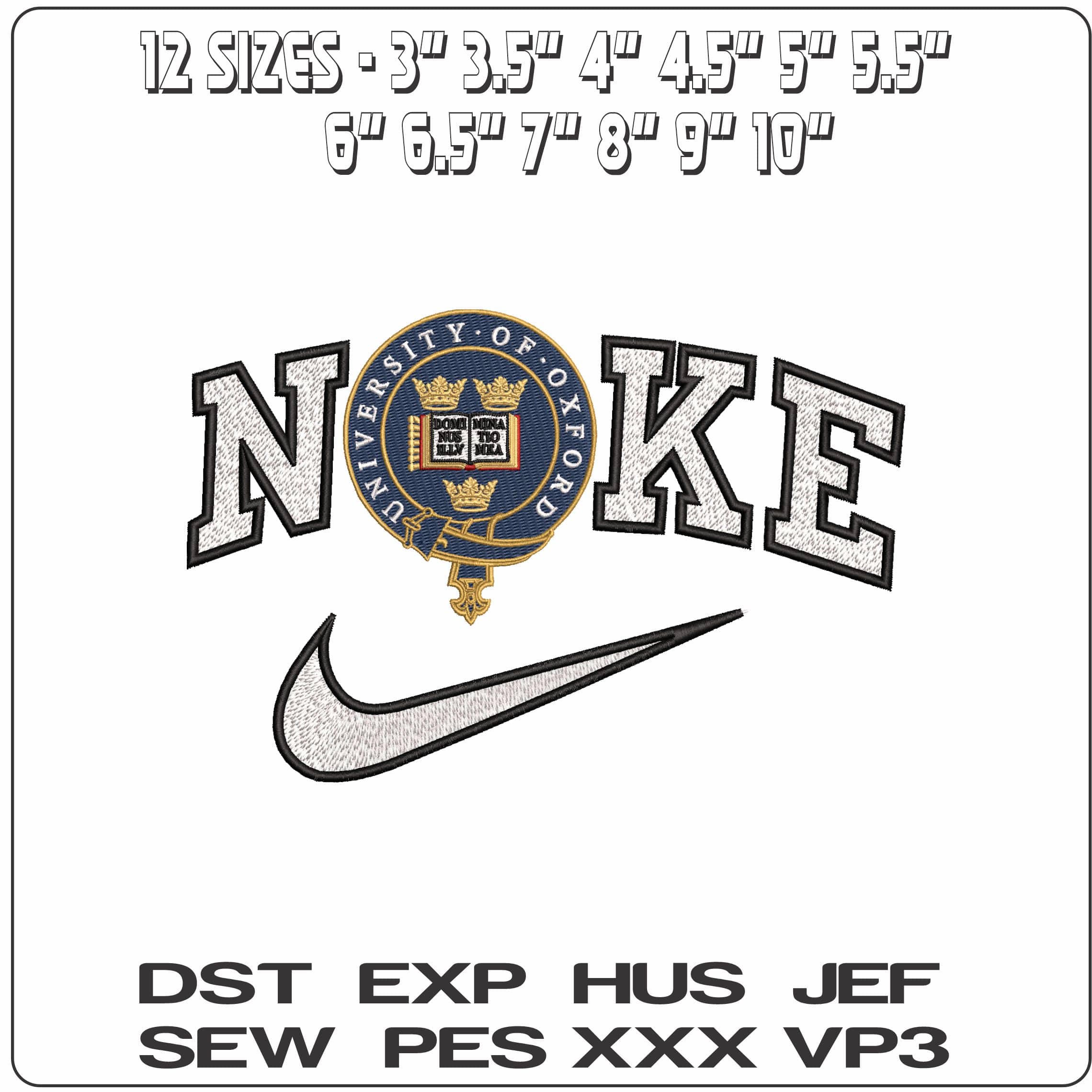 Nike Oxford University Emblem   - Elegant embroidery design file-instant download — view 2