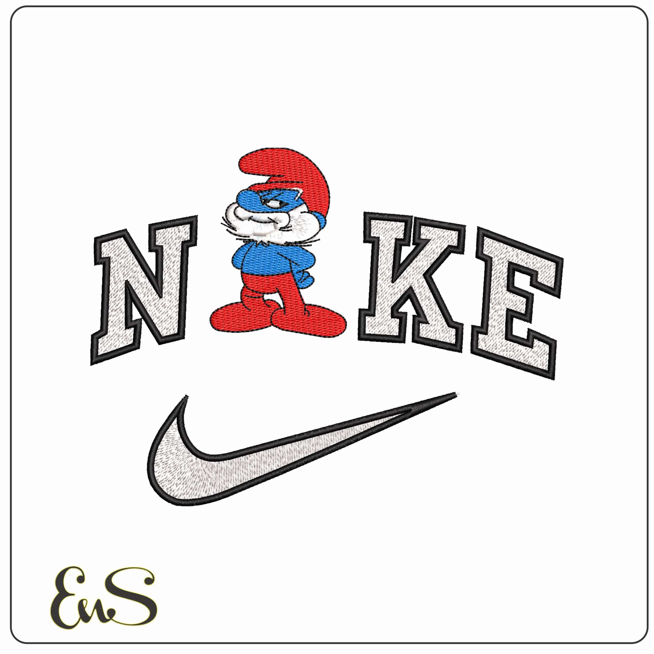 Nike Papa Smurf The Smurfs Cartoon   - Elegant embroidery design file-instant download