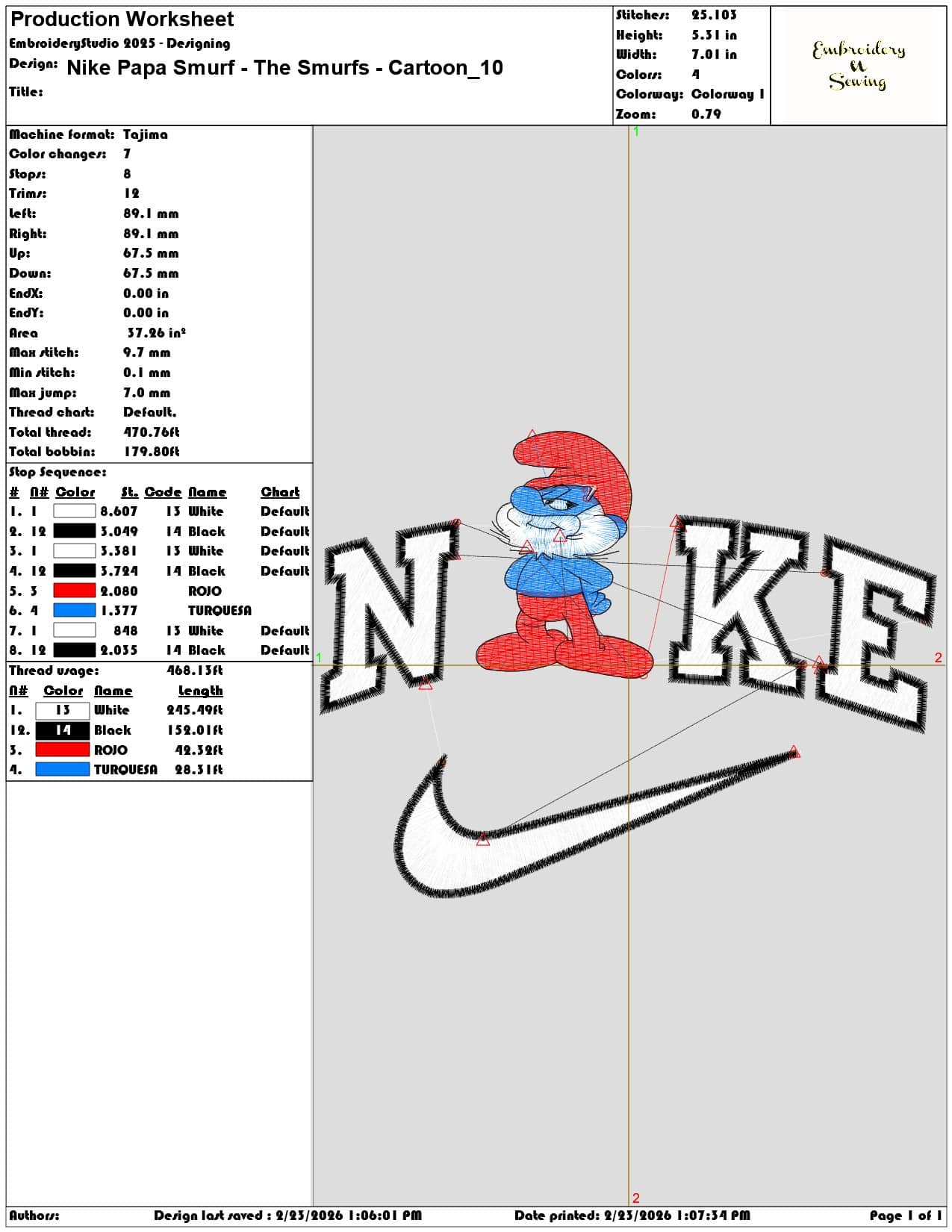 Nike Papa Smurf The Smurfs Cartoon   - Elegant embroidery design file-instant download — view 3