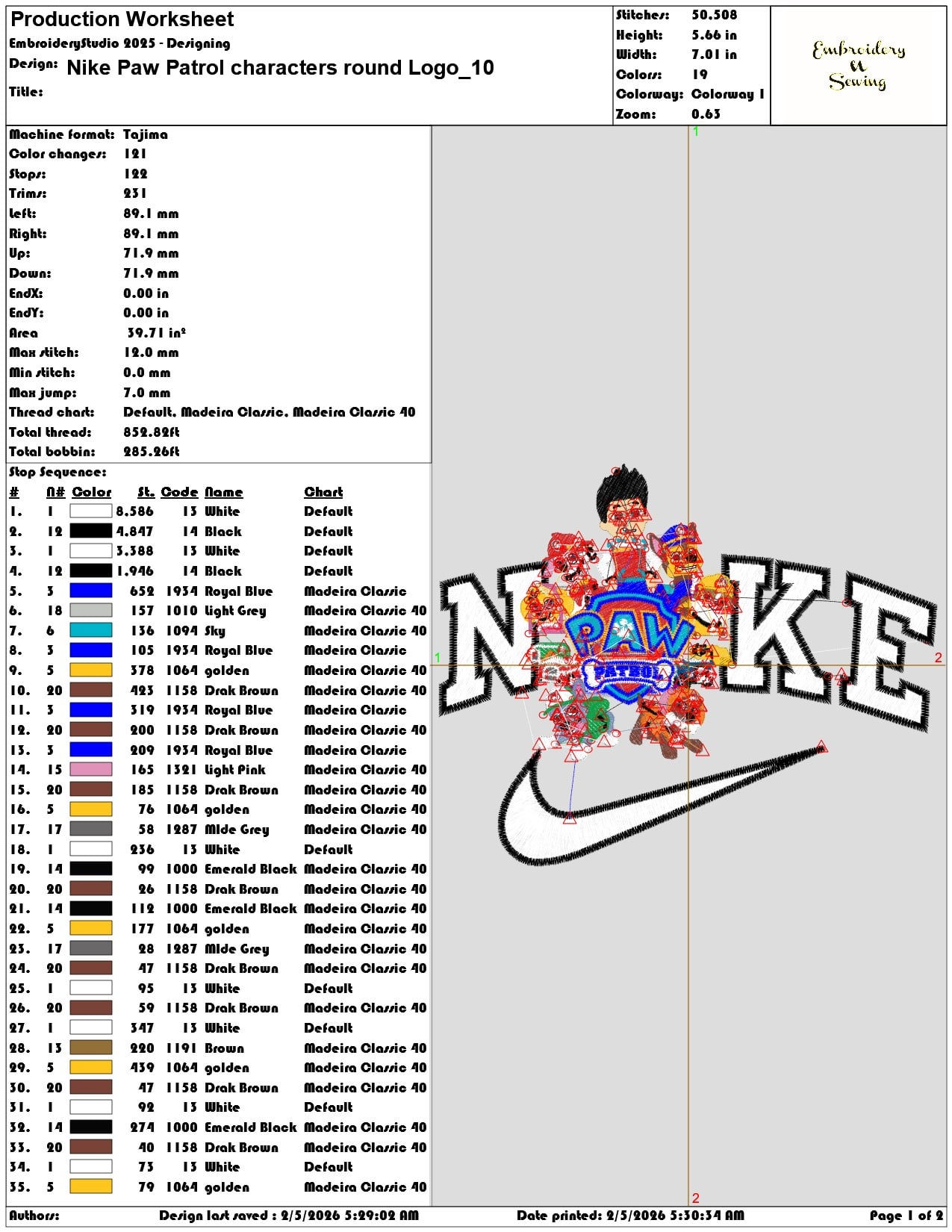 Nike Paw Patrol characters round Logo   - Elegant embroidery design file-instant download — view 3