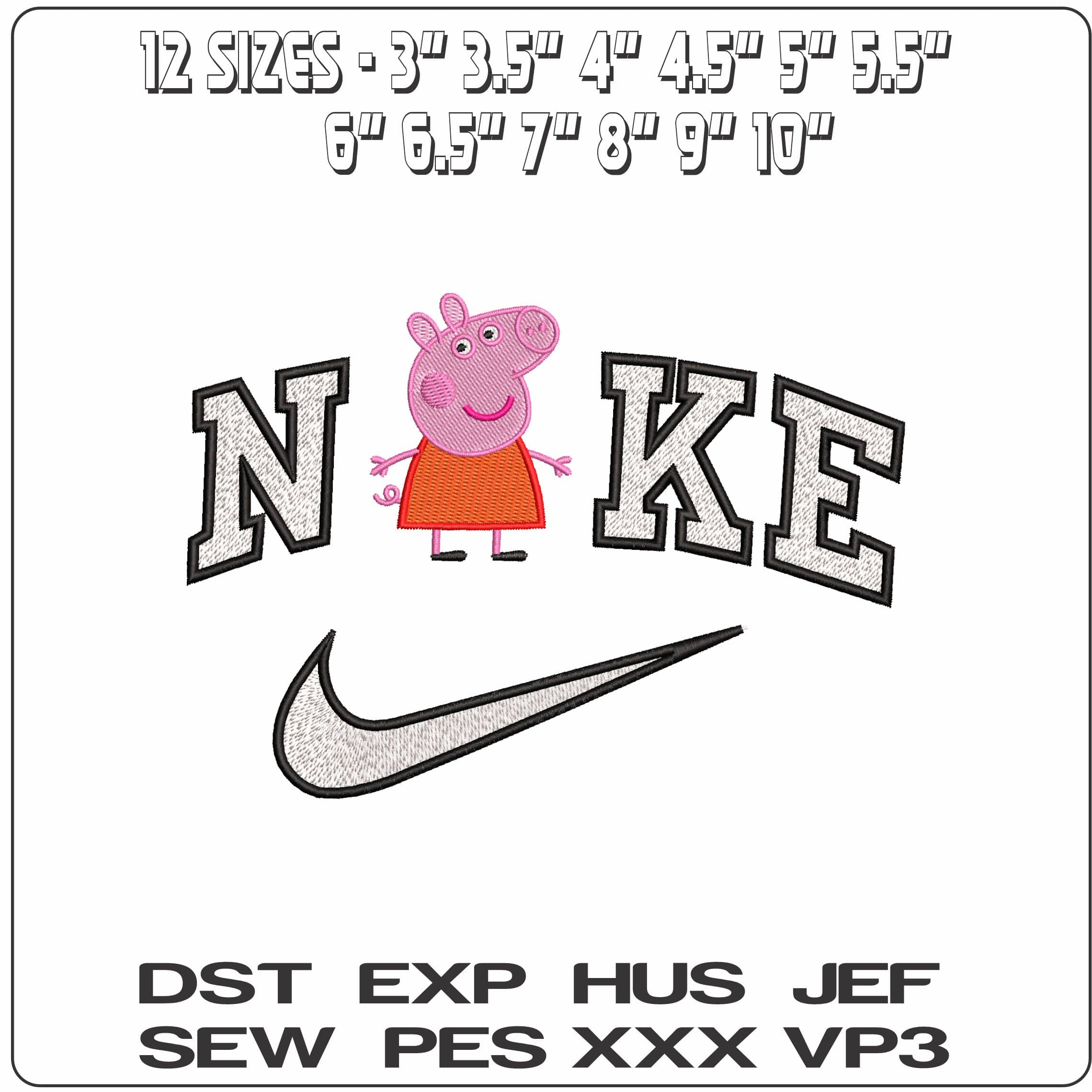 Nike Pepper Pig   - Elegant embroidery design file-instant download — view 2