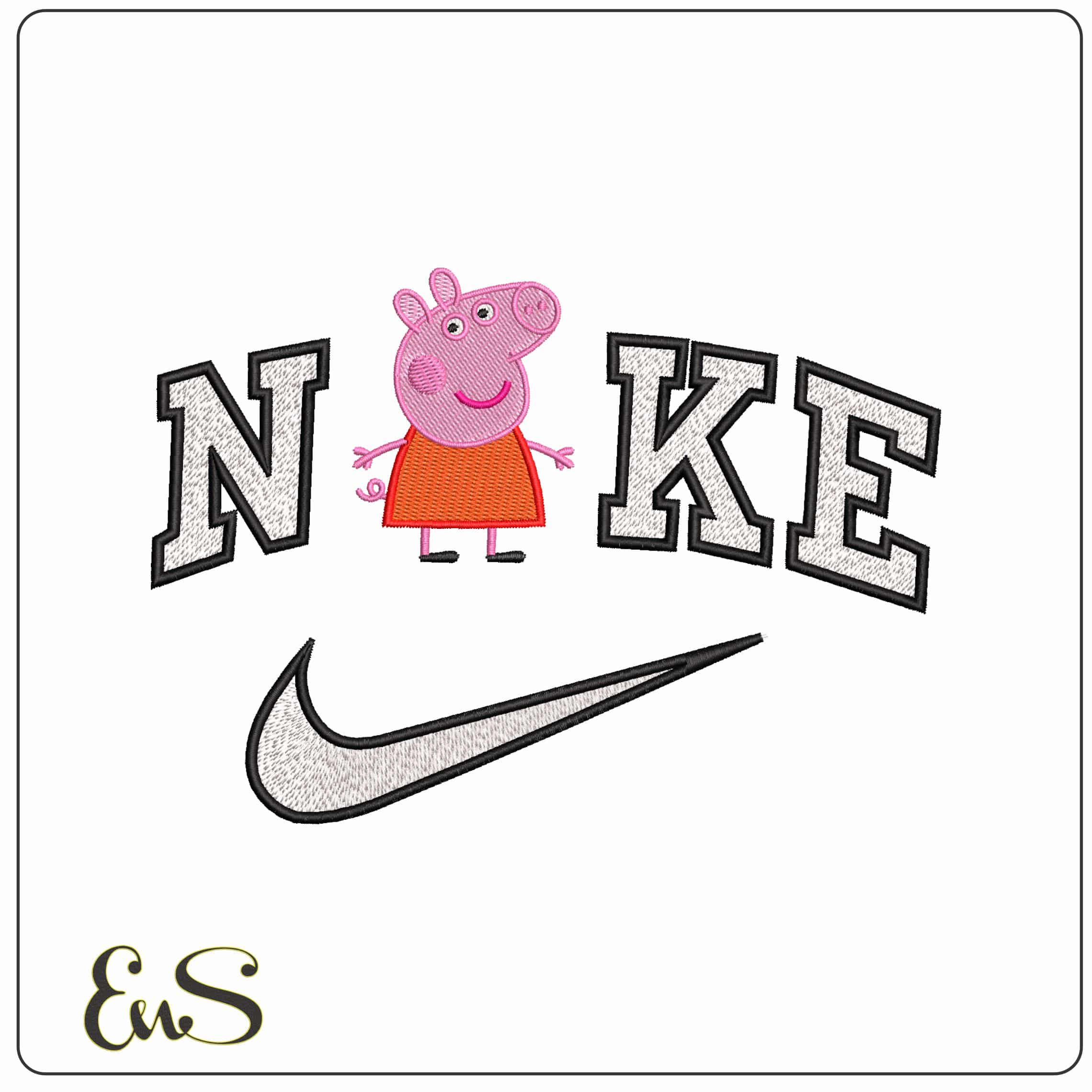 Nike Pepper Pig   - Elegant embroidery design file-instant download