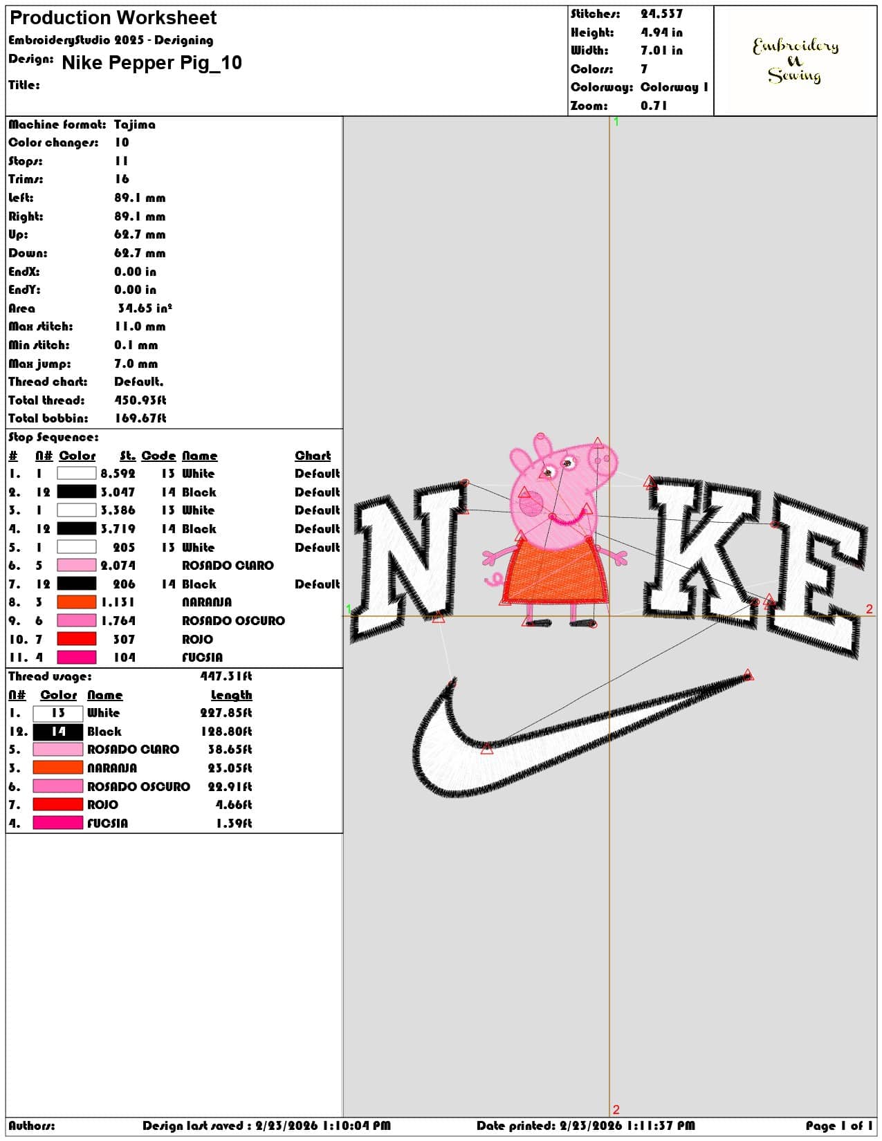 Nike Pepper Pig   - Elegant embroidery design file-instant download — view 3