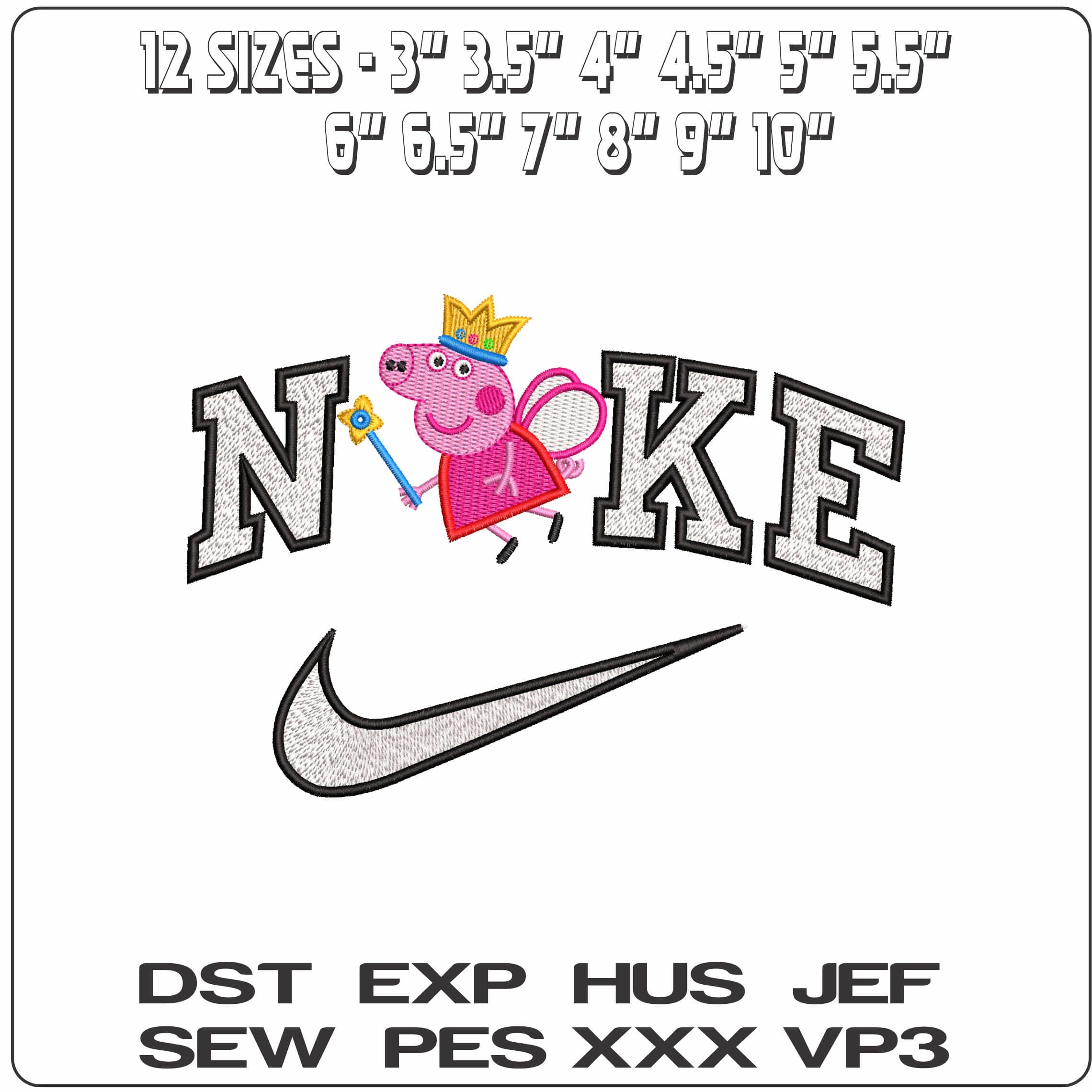 Nike Pepper Pig Fairy Flying   - Elegant embroidery design file-instant download — view 2