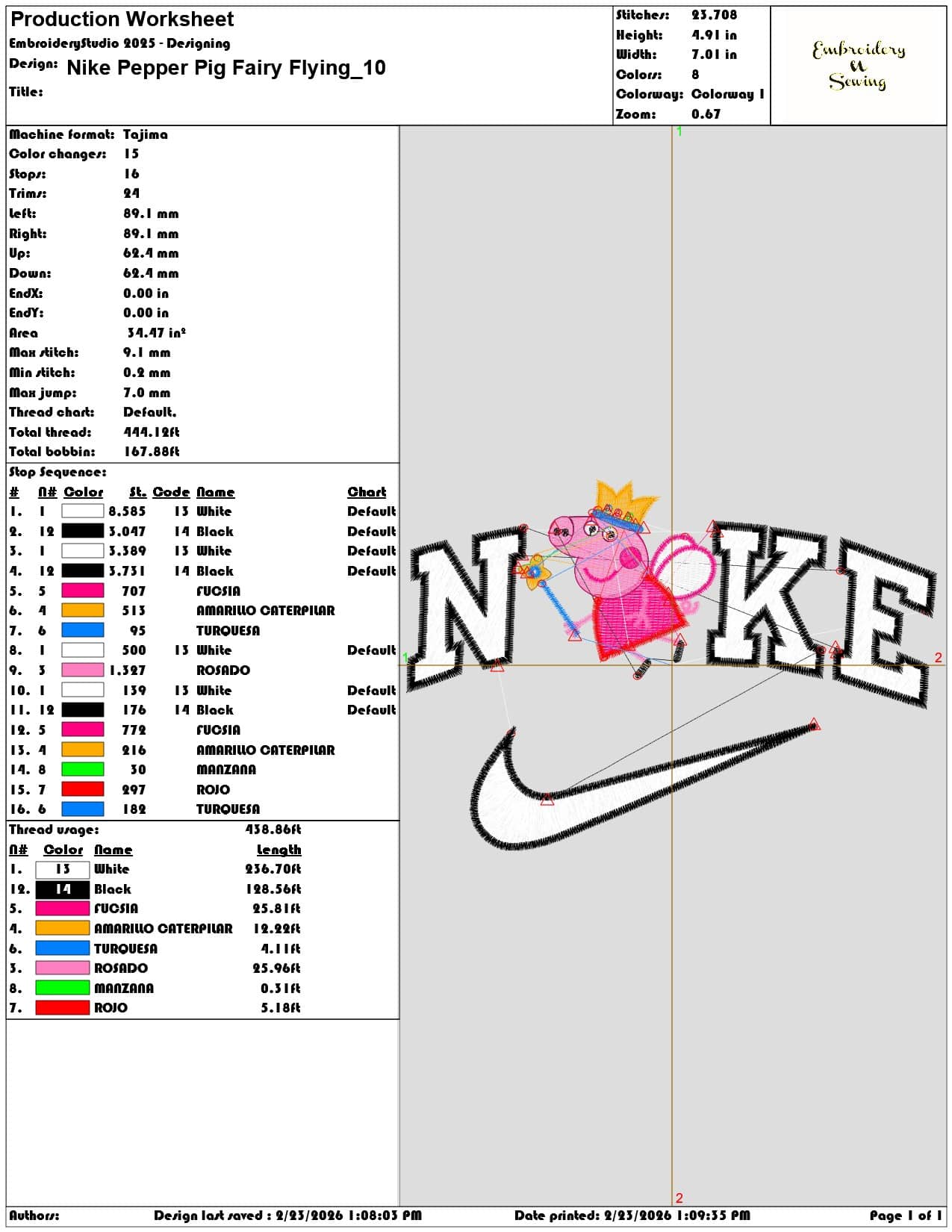Nike Pepper Pig Fairy Flying   - Elegant embroidery design file-instant download — view 3