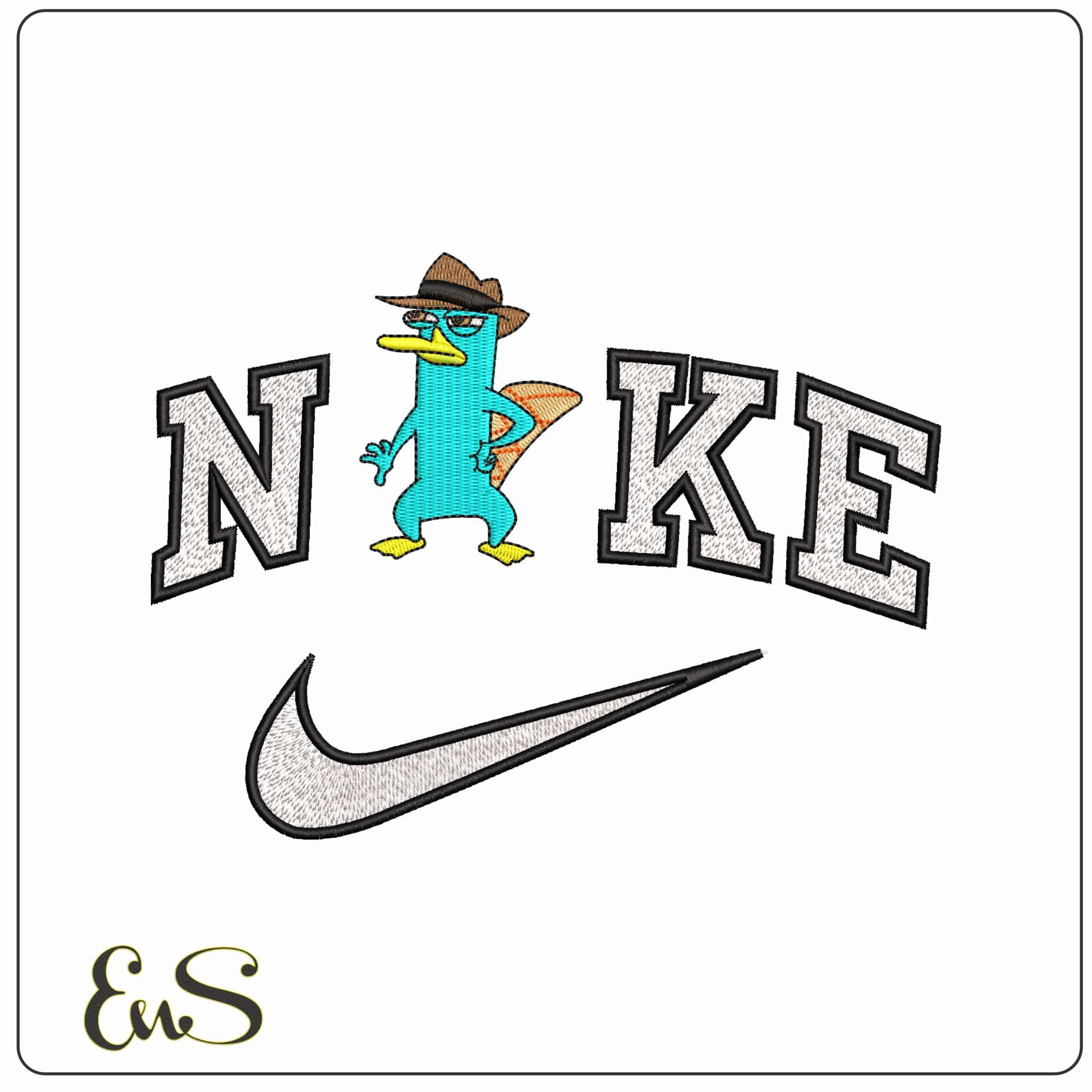 Nike Perry the Platypus Agent PI Phineas and Ferb Cartoon   - Elegant embroidery design file-instant download