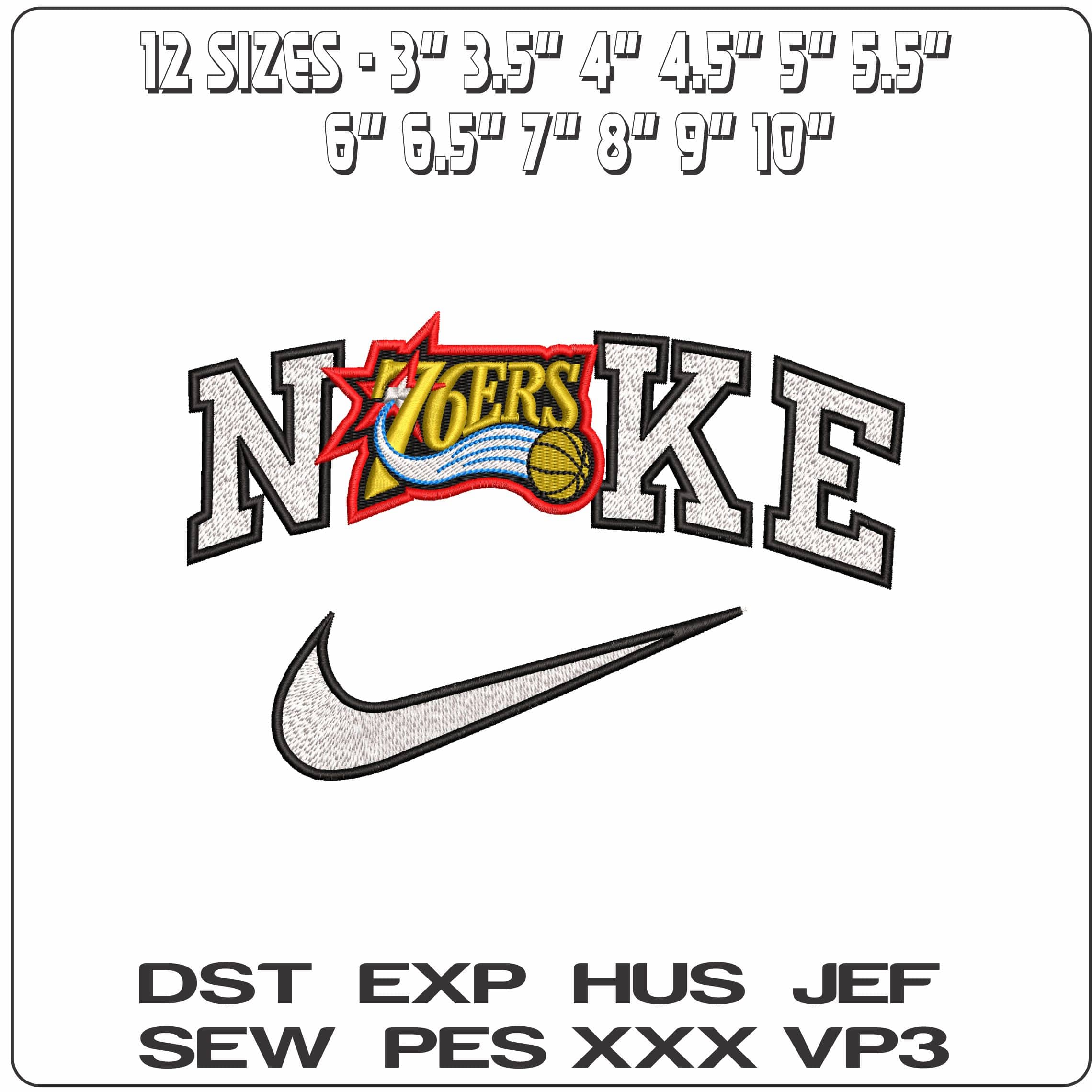Nike Philadelphia 76ers NBA   - Elegant embroidery design file-instant download — view 2
