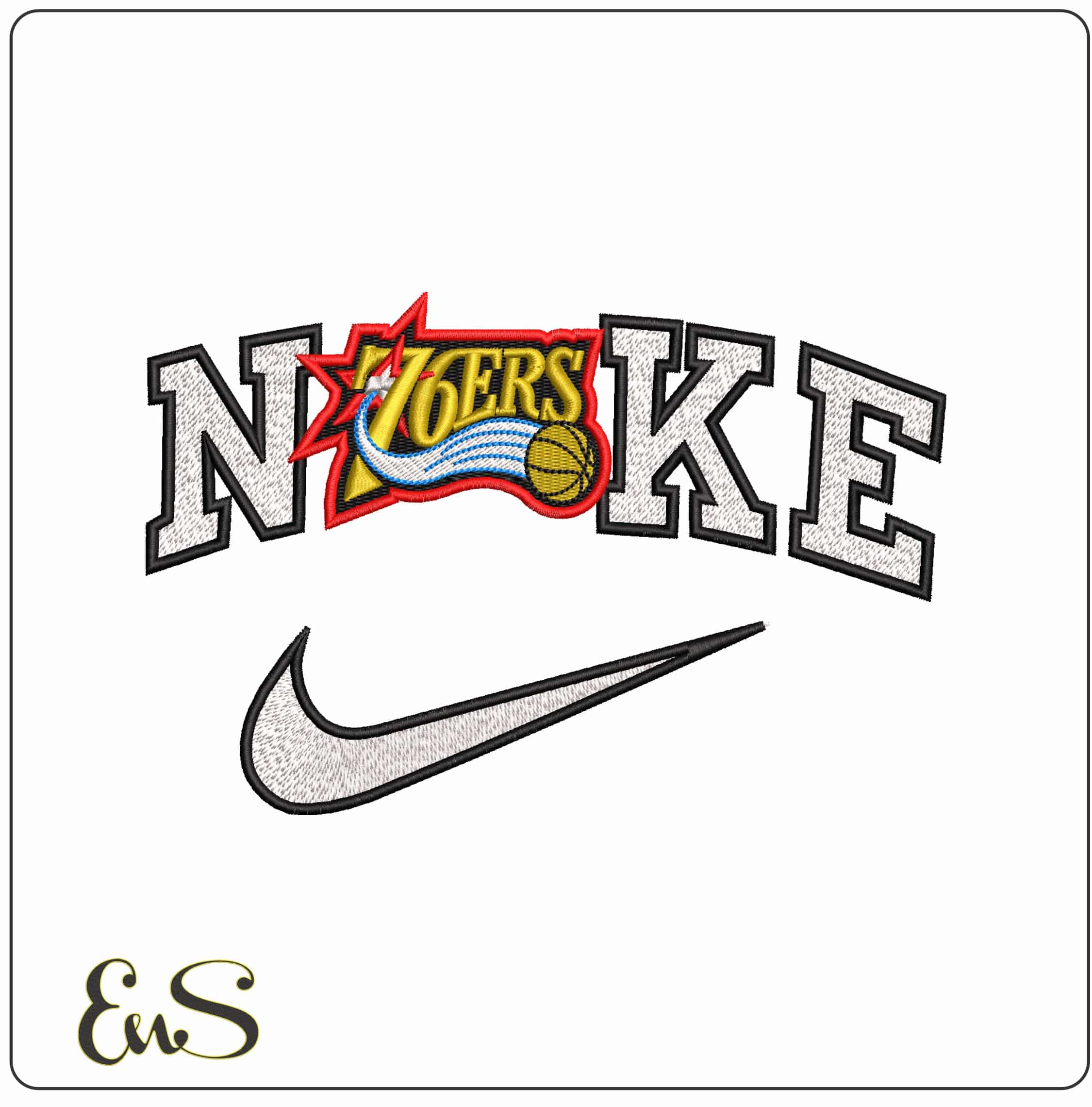 Nike Philadelphia 76ers NBA   - Elegant embroidery design file-instant download