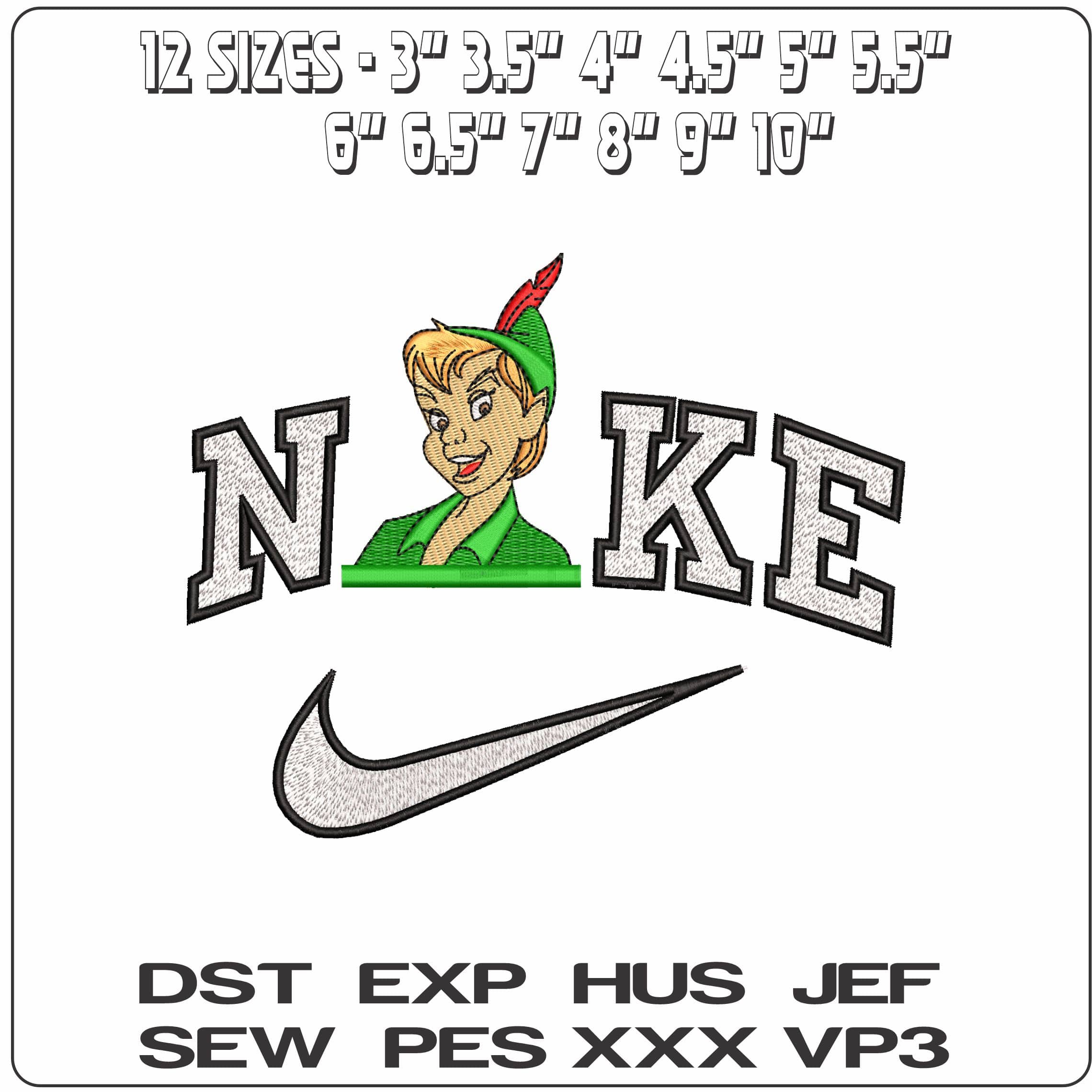 Nike Peter Pan Head Peter Pan Cartoon   - Elegant embroidery design file-instant download — view 2