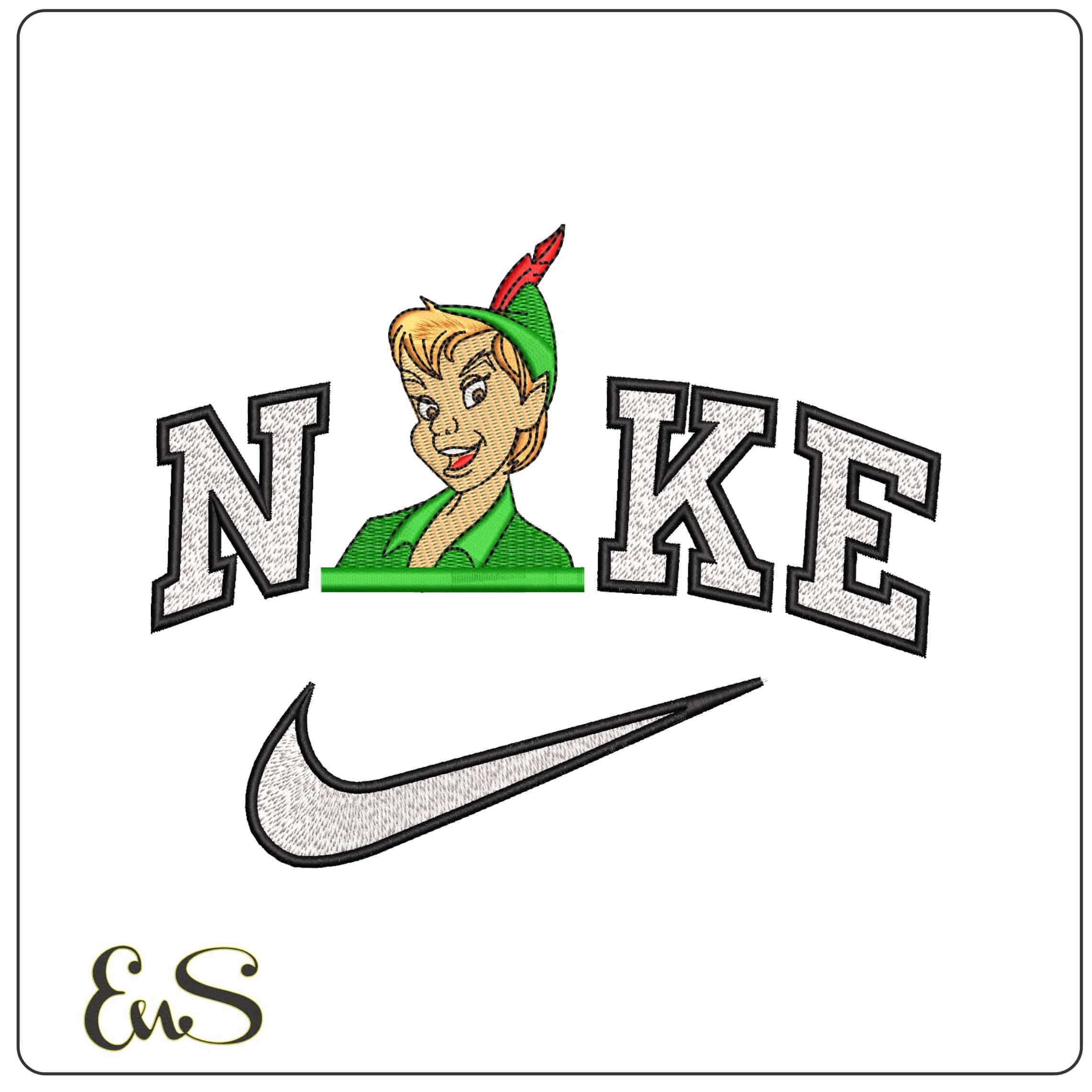 Nike Peter Pan Head Peter Pan Cartoon   - Elegant embroidery design file-instant download