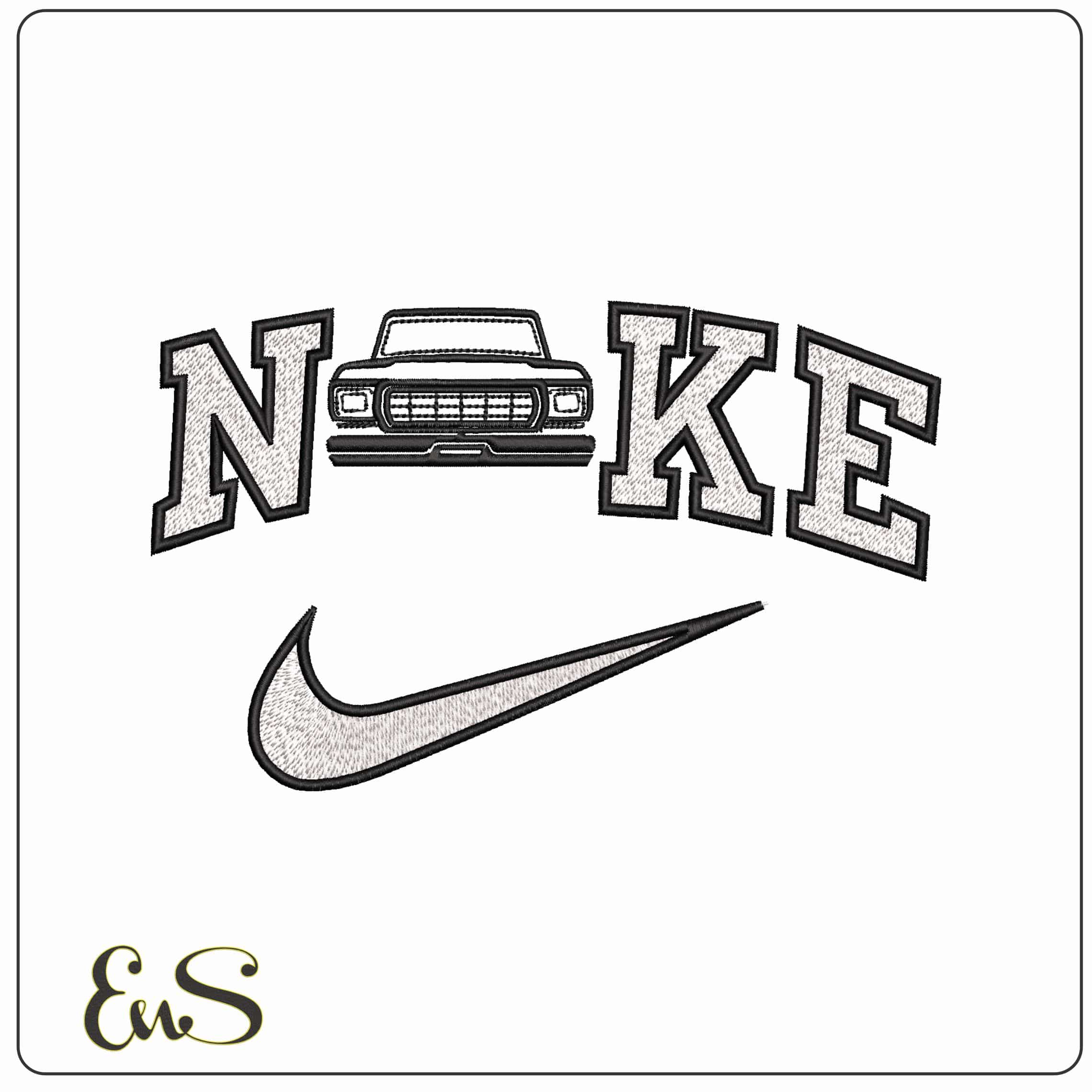 Nike Pick Line Drawing   - Elegant embroidery design file-instant download