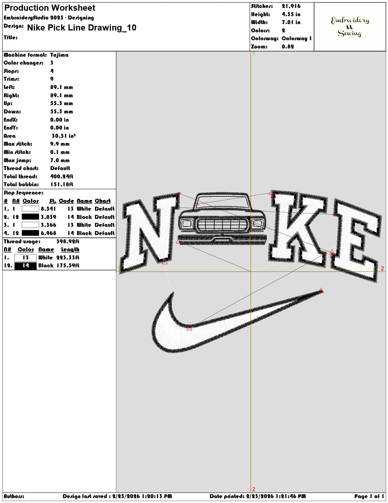 Nike Pick Line Drawing   - Elegant embroidery design file-instant download — view 3