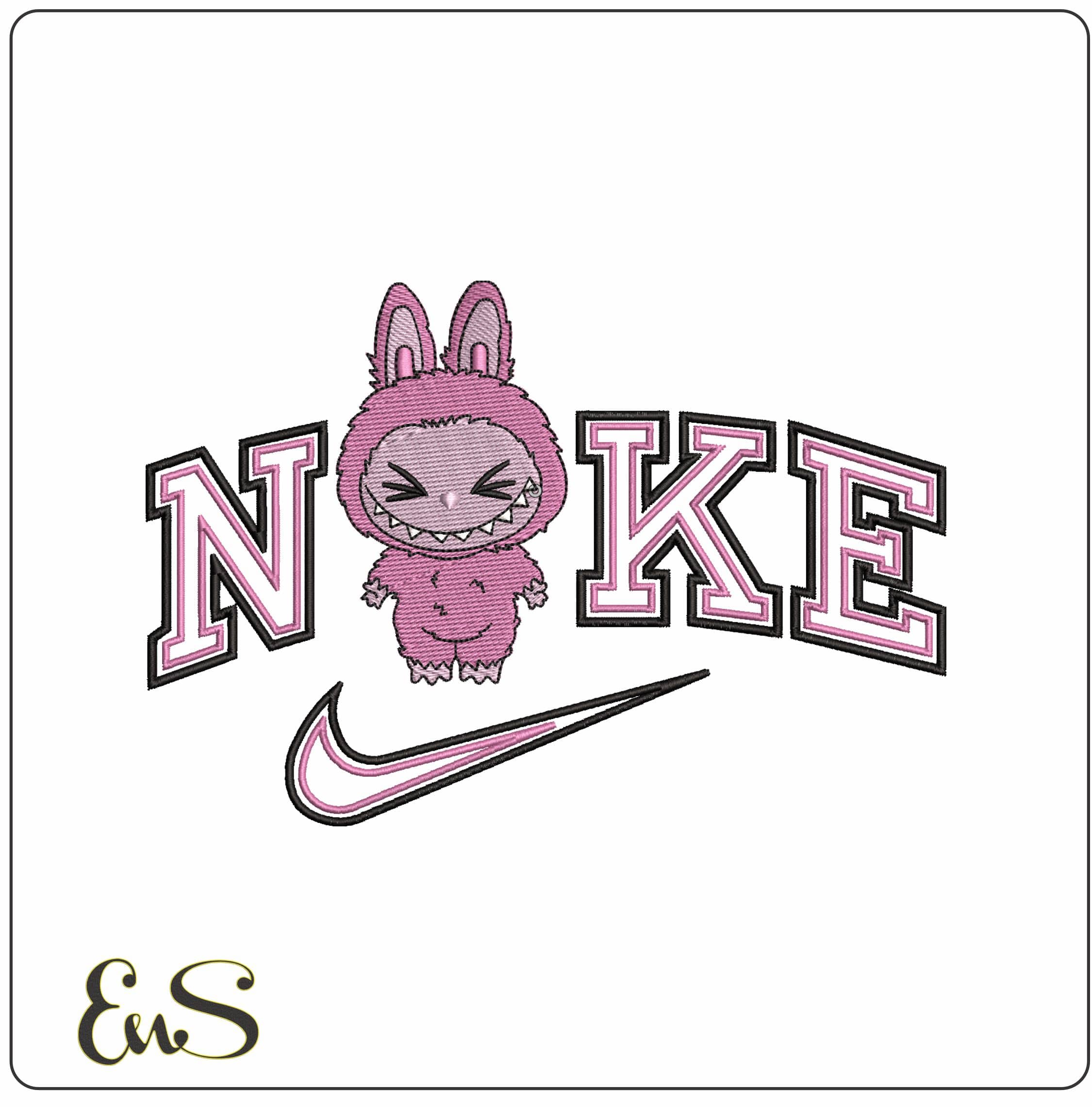 Nike Pink Labubu Whole   - Elegant embroidery design file-instant download