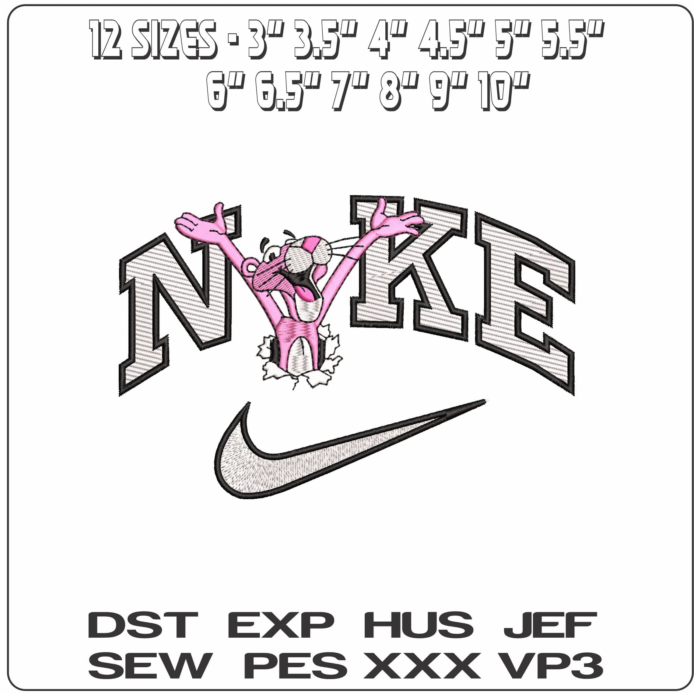 Nike Pink panther exploding from Paper   - Elegant embroidery design file-instant download — view 2