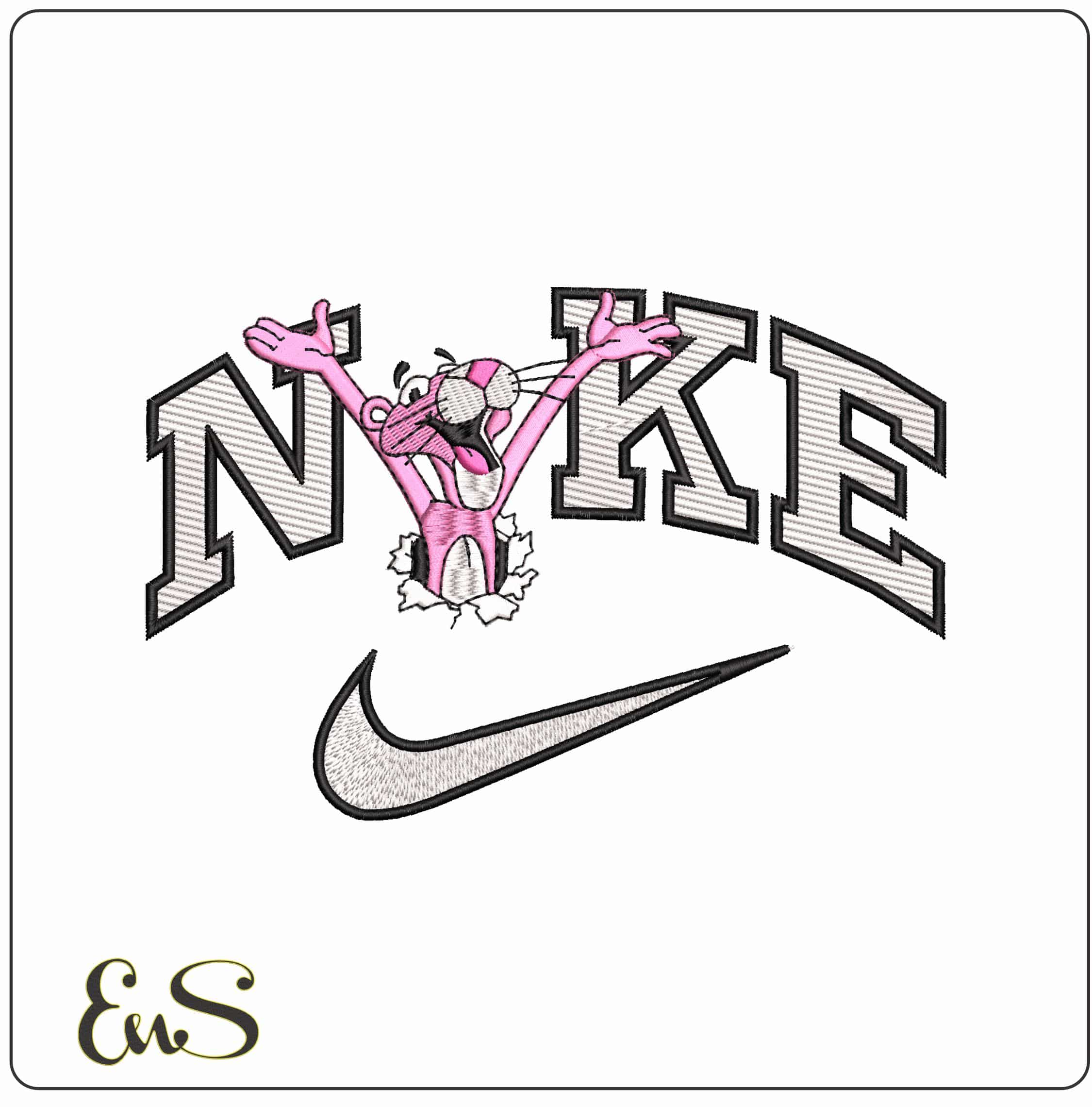 Nike Pink panther exploding from Paper   - Elegant embroidery design file-instant download