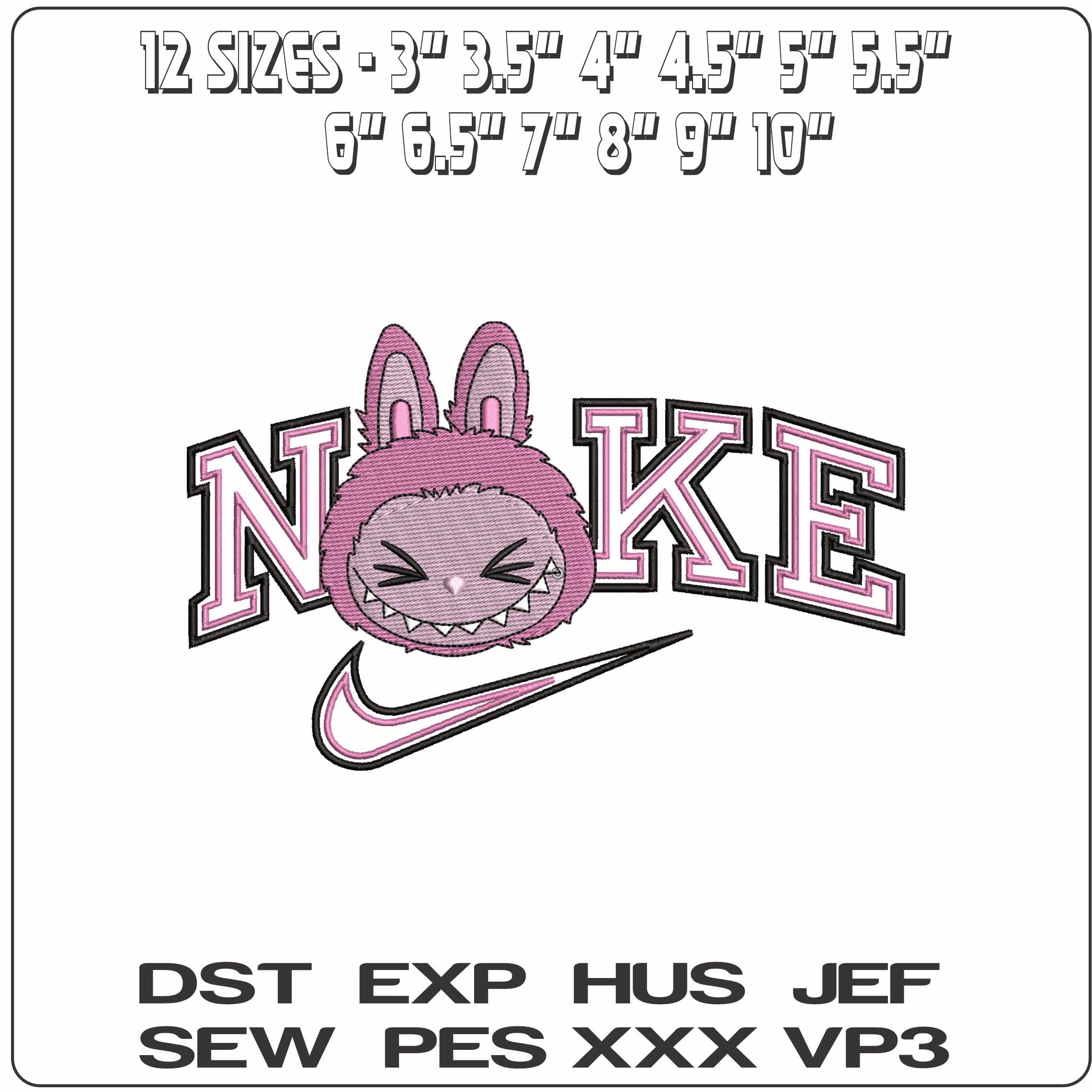 Nike Pinke Labubu Head   - Elegant embroidery design file-instant download — view 2