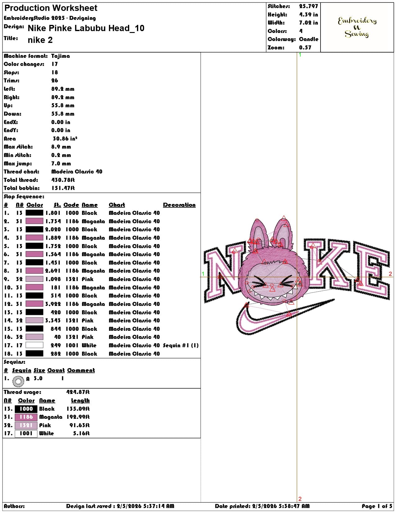 Nike Pinke Labubu Head   - Elegant embroidery design file-instant download — view 3