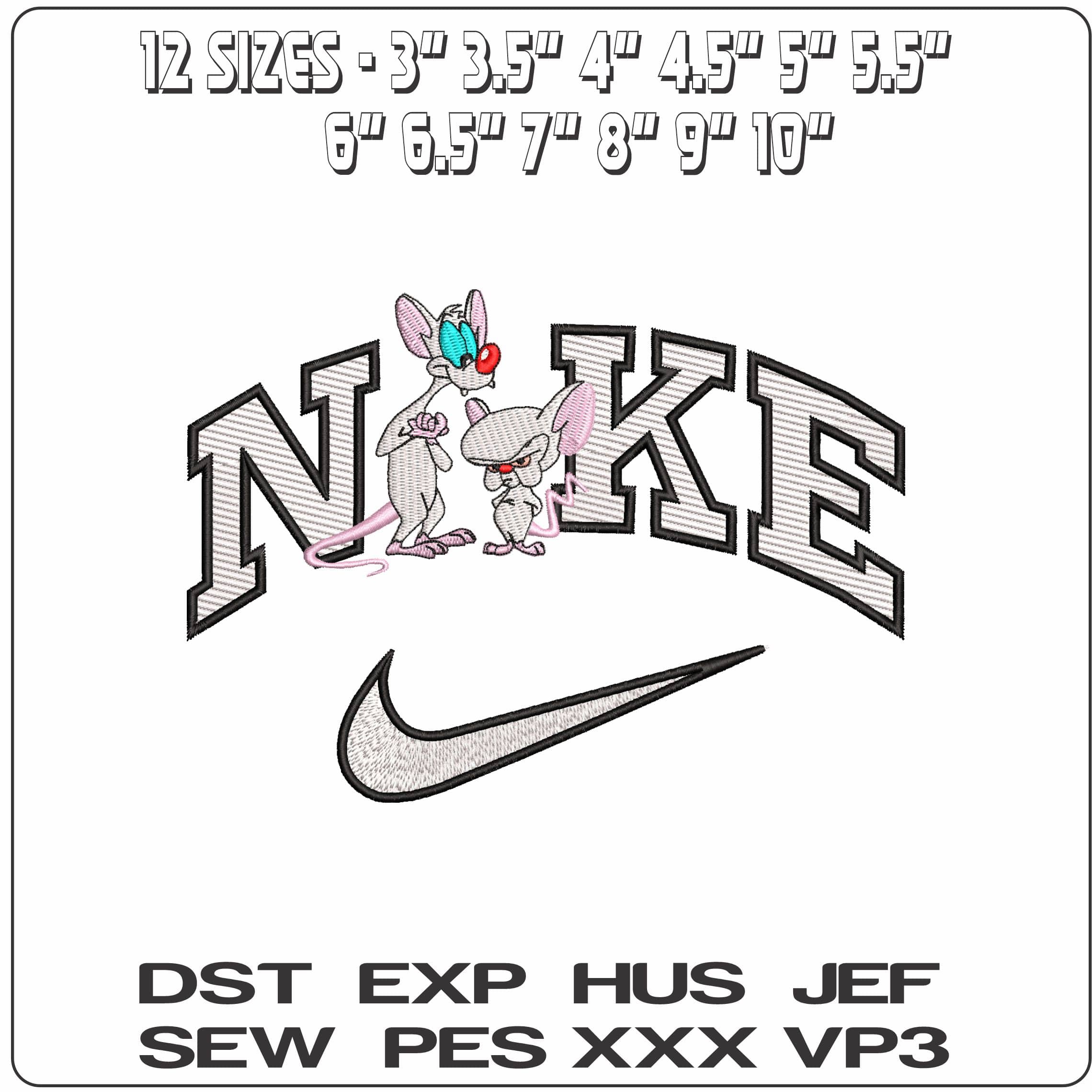 Nike Pinky Brain Mouse Pinky and the Brain Cartoon   - Elegant embroidery design file-instant download — view 2