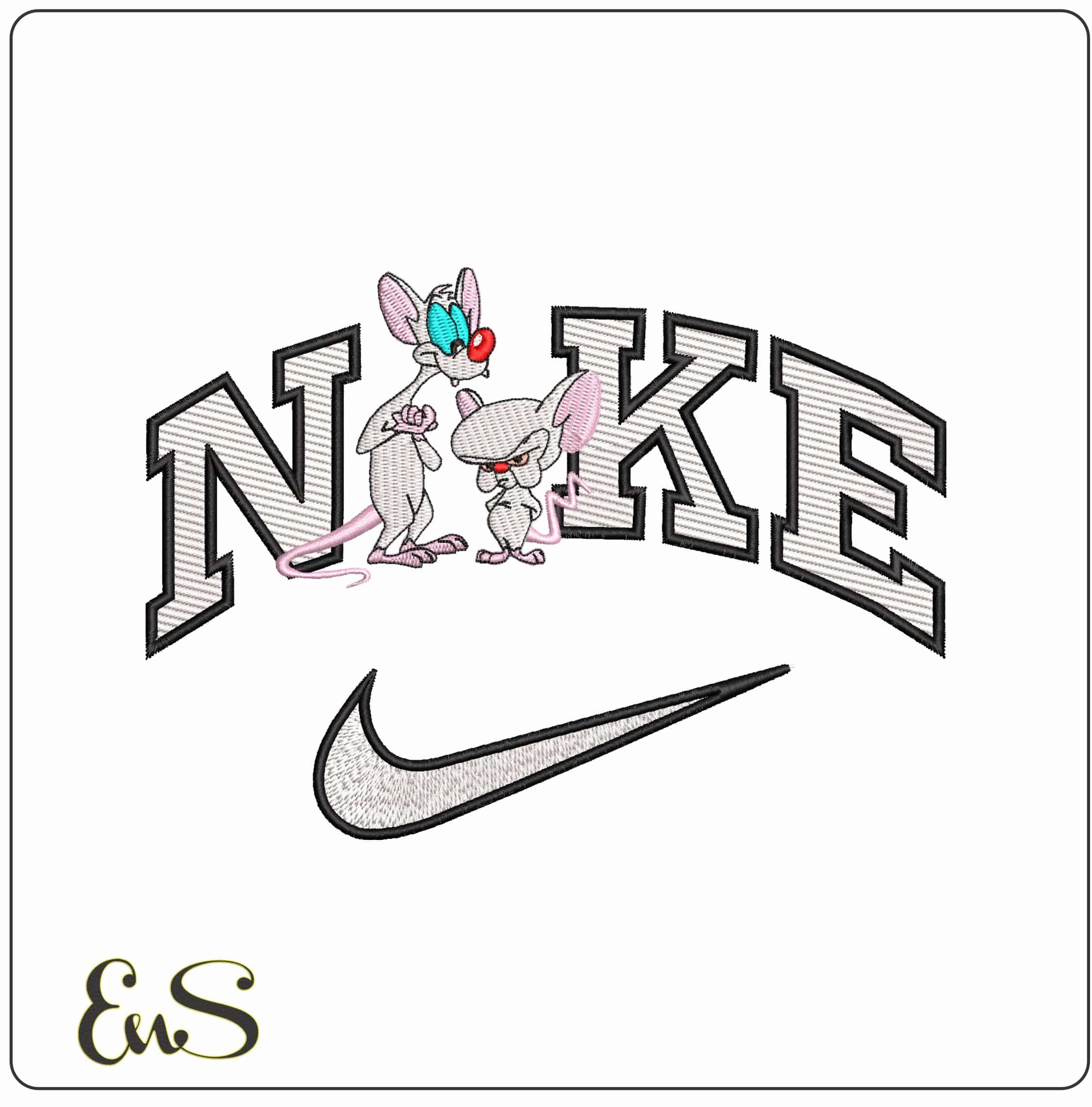 Nike Pinky Brain Mouse Pinky and the Brain Cartoon   - Elegant embroidery design file-instant download