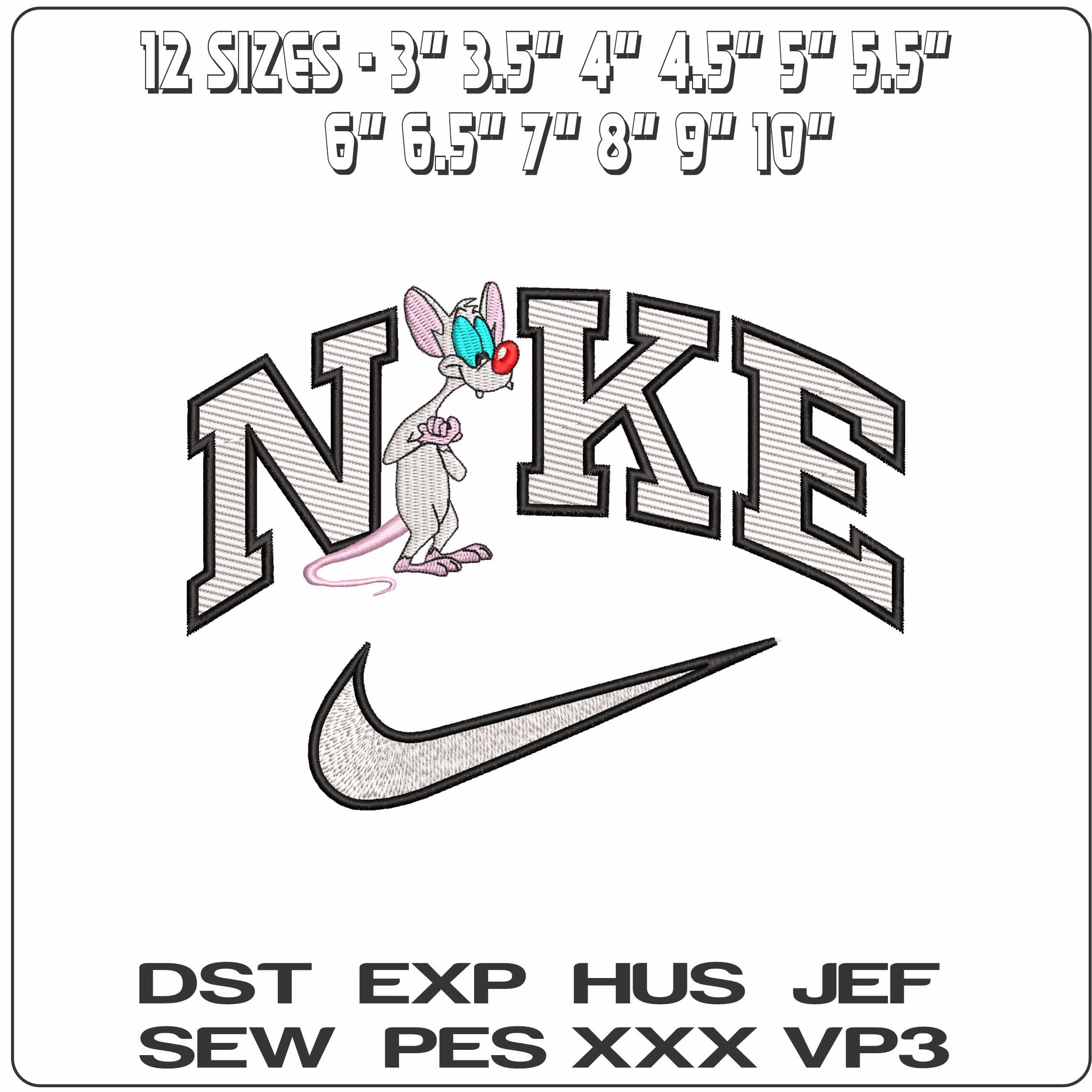 Nike Pinky Mouse Pinky and the Brain Cartoon   - Elegant embroidery design file-instant download — view 2