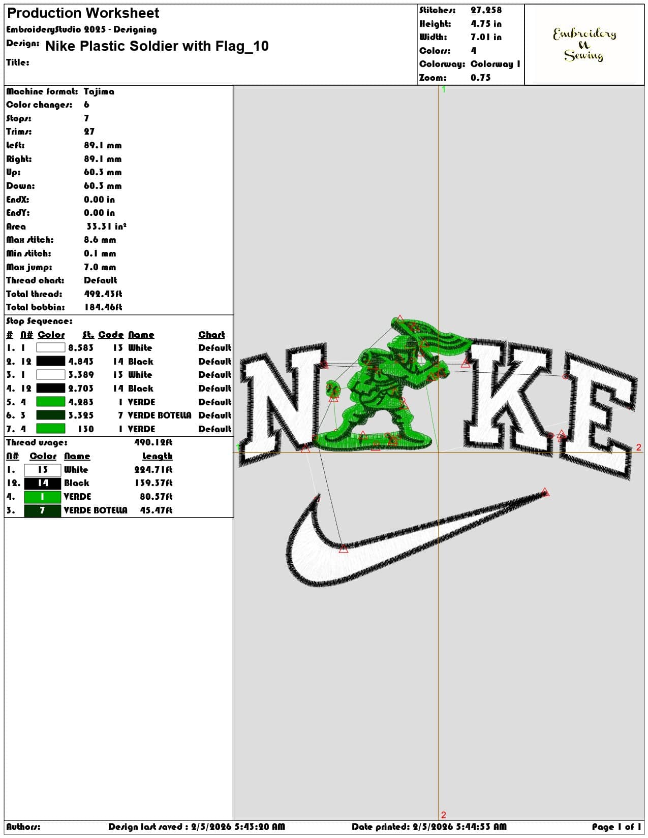 Nike Plastic Soldier with Flag   - Elegant embroidery design file-instant download — view 3