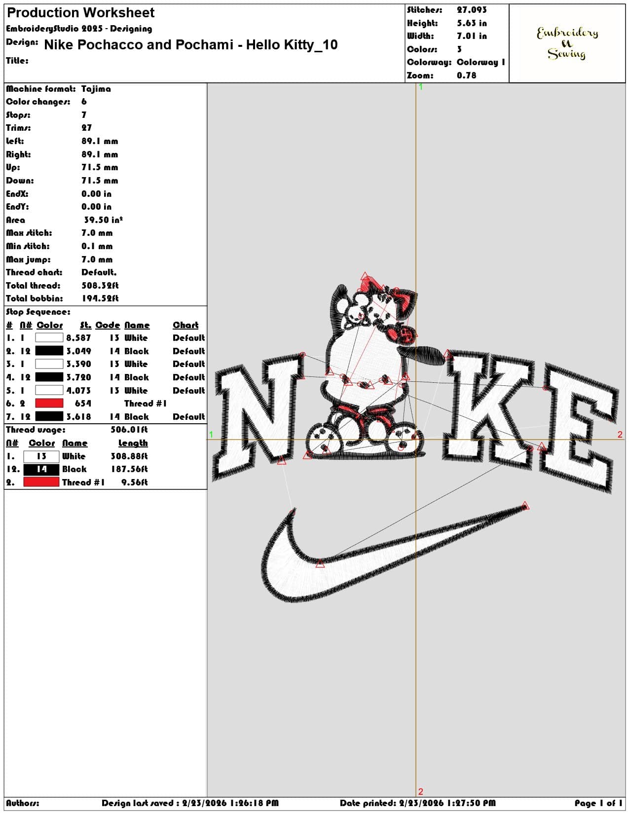 Nike Pochacco and Pochami Hello Kitty   - Elegant embroidery design file-instant download — view 3